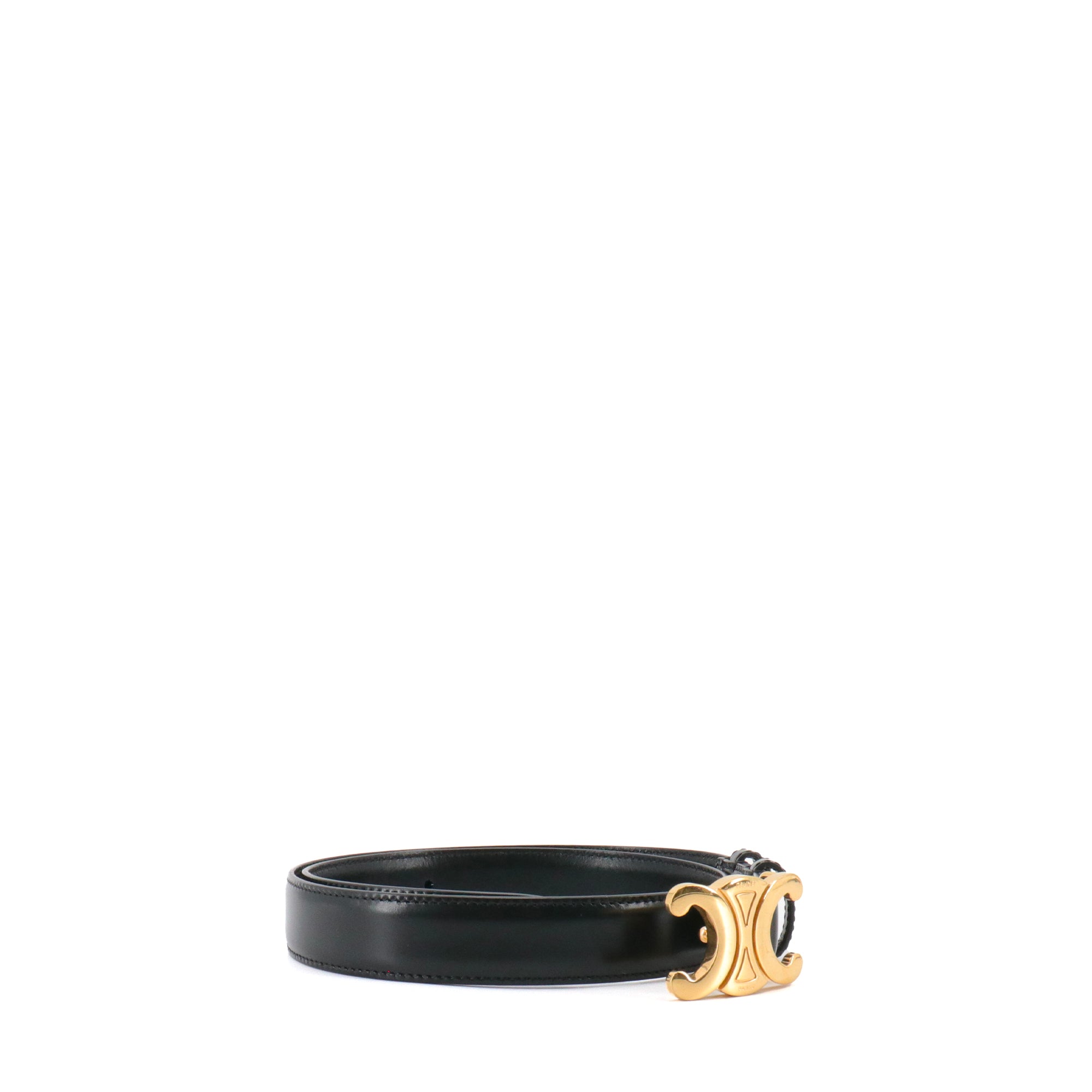 CELINE - Ceinture Triomphe Celine en cuir noir (T70)