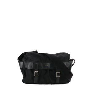 SAINT LAURENT - Sac à bandoulière Hunting Buckle Messenger Saint Laurent en nylon et cuir noir