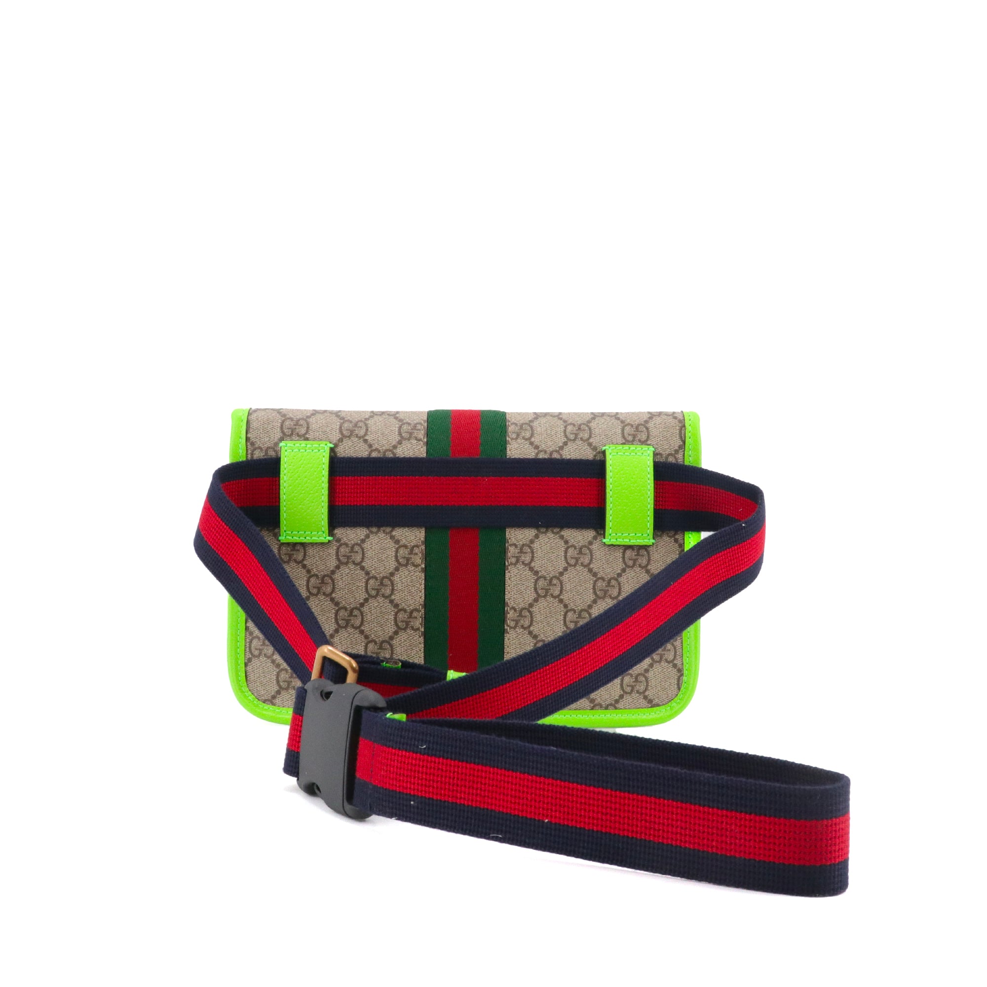 GUCCI - Sac ceinture Ophidia Gucci en toile monogrammée et cuir vert fluo