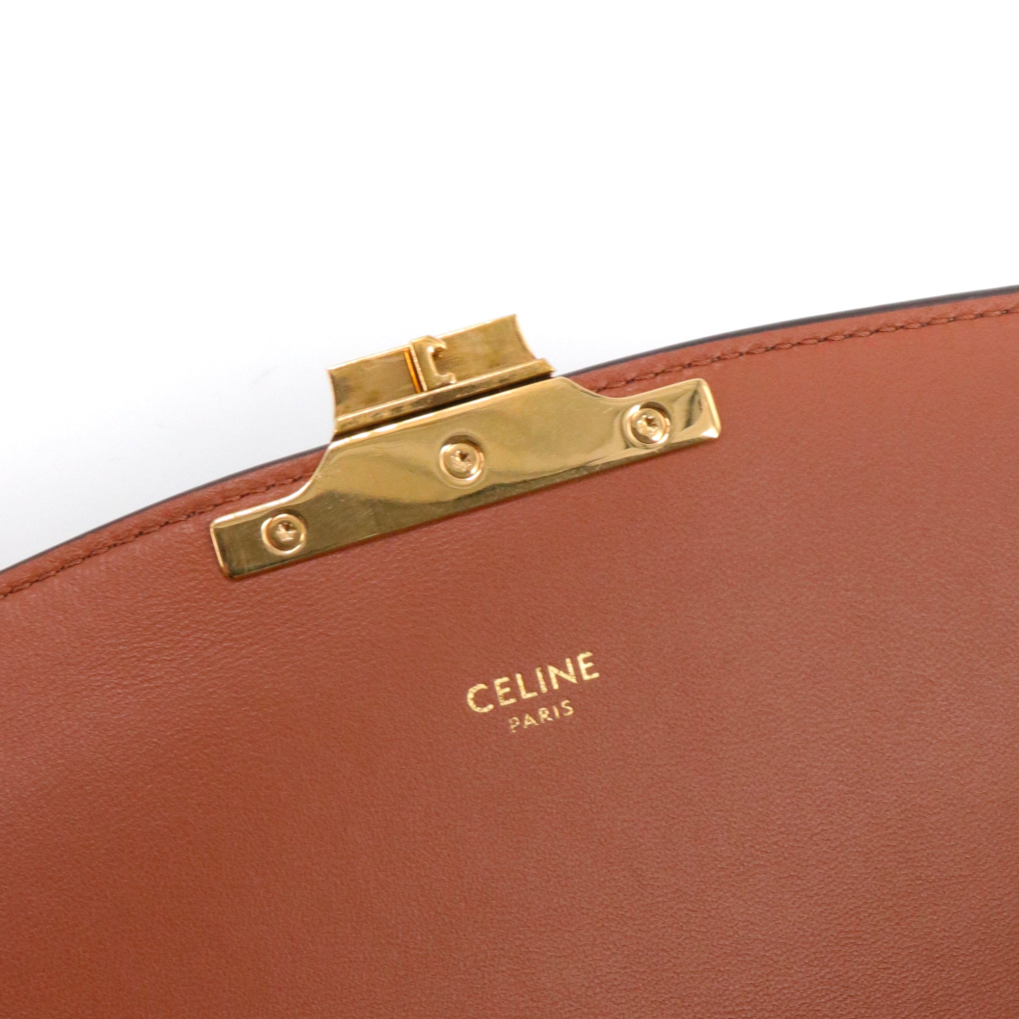 CELINE - Sac à bandoulière Triomphe medium Celine en toile enduite et cuir tan