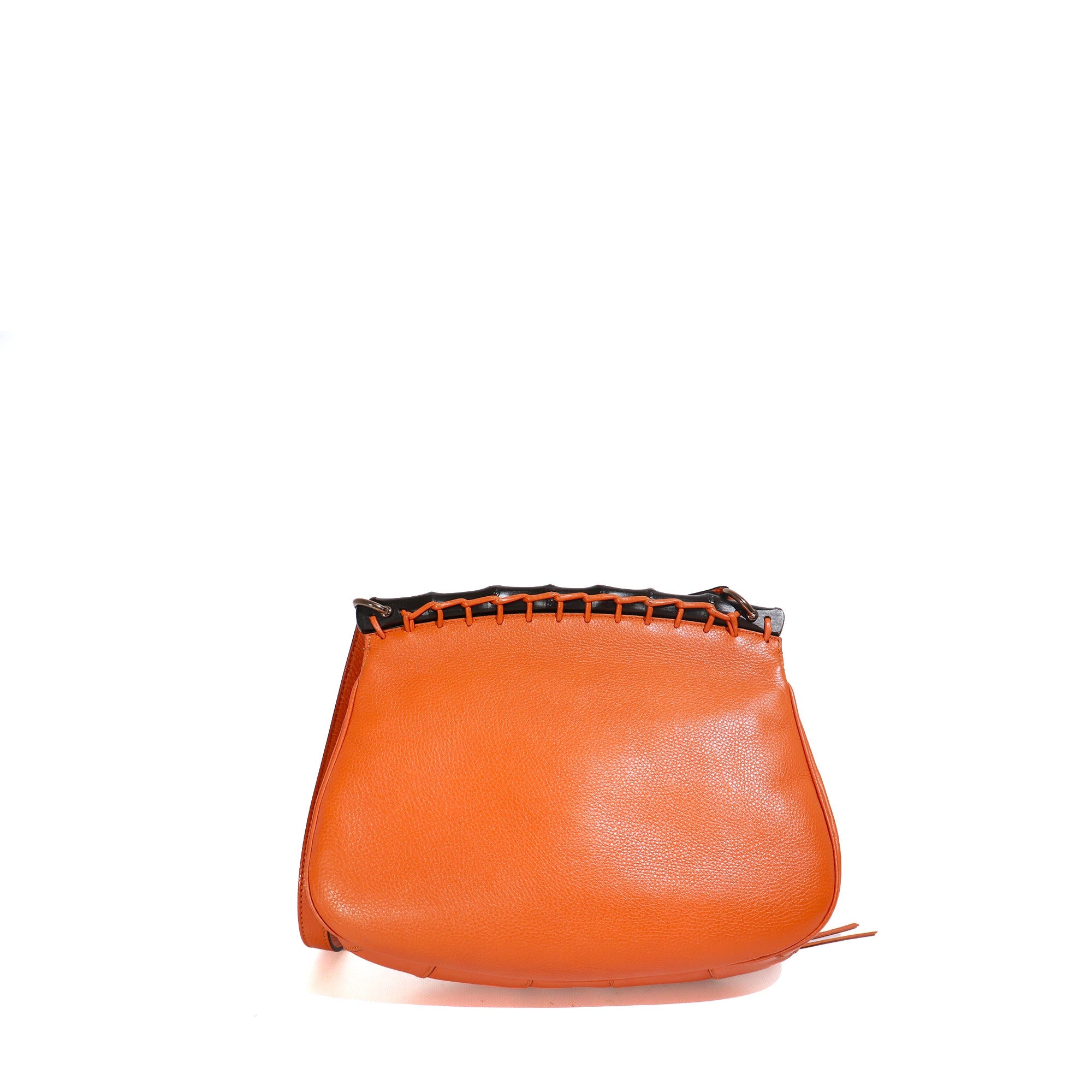 GUCCI - Sac à bandoulière Bamboo en cuir grainé orange