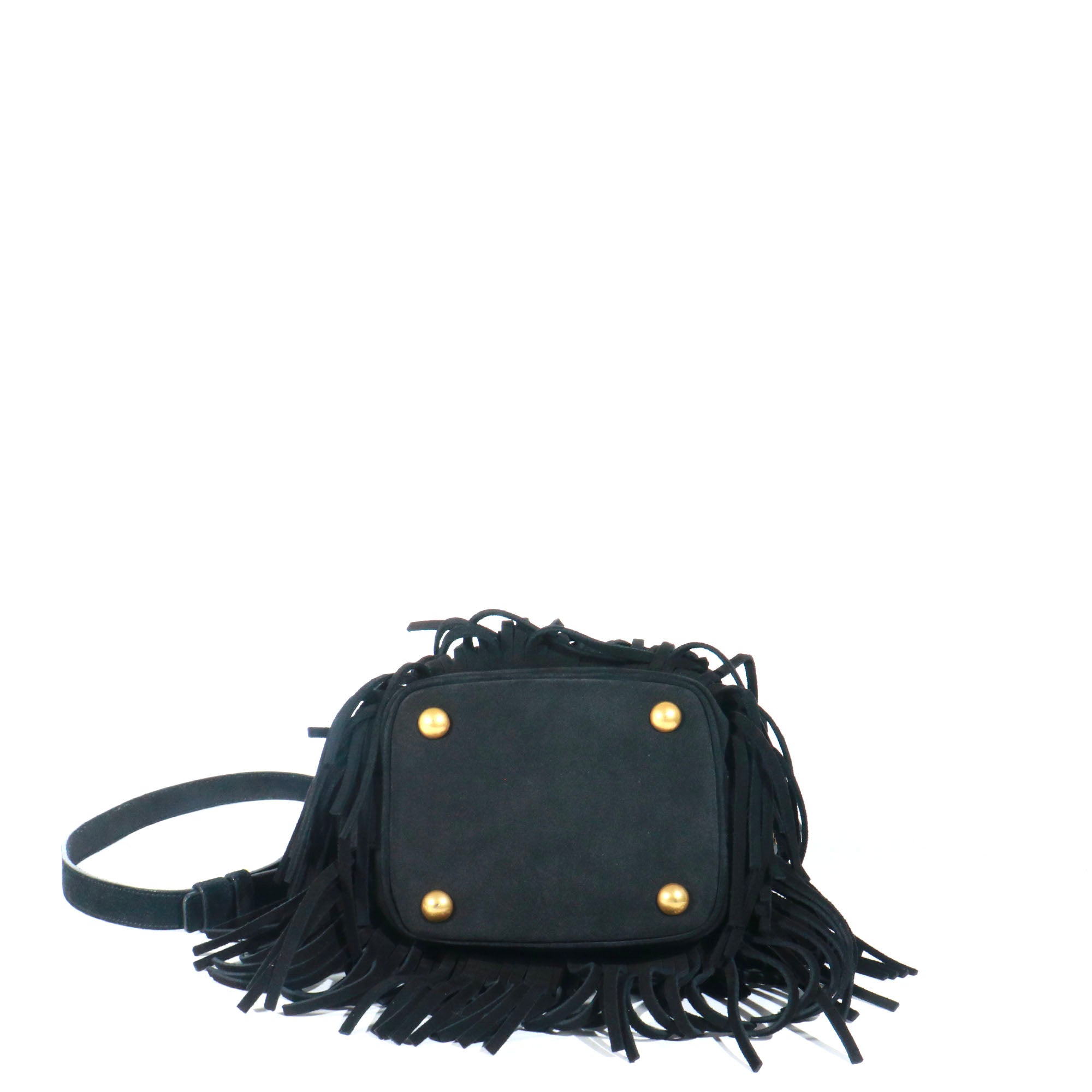 SAINT LAURENT - Sac à bandoulière Emmanuelle Saint Laurent à franges en daim noir