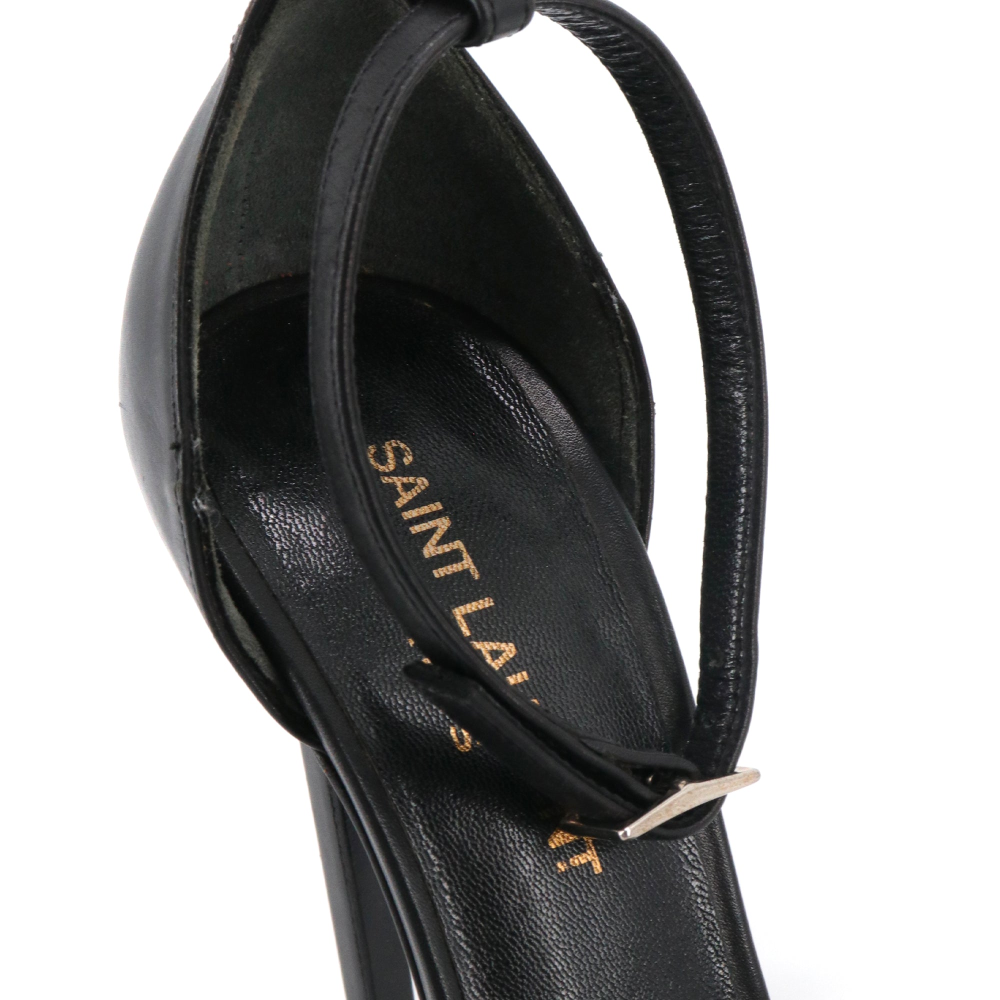 SAINT LAURENT - Sandales à talon Jane Saint Laurent en cuir noir (T36)