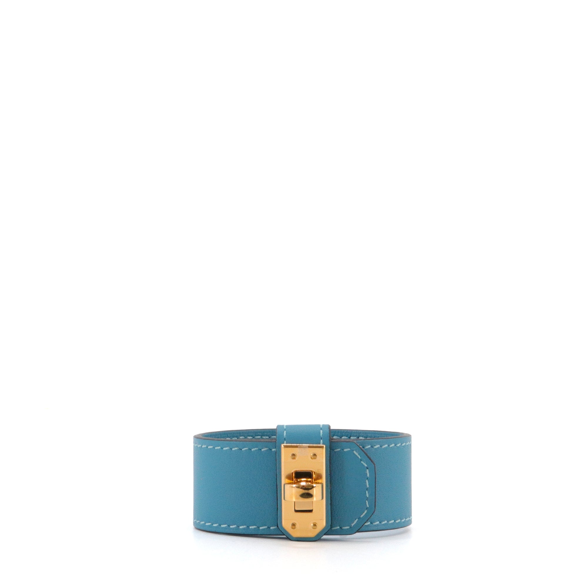HERMÈS - Bracelet Kelly Twist PM Hermès en cuir bleu