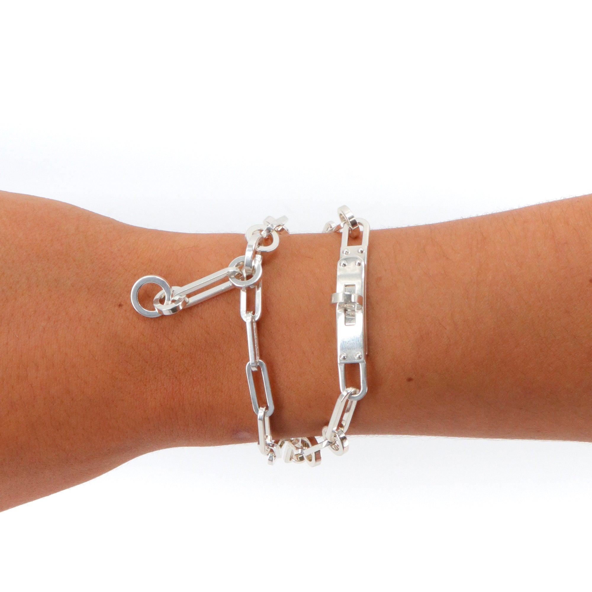 HERMÈS - Bracelet Kelly Chaîne Hermès en argent