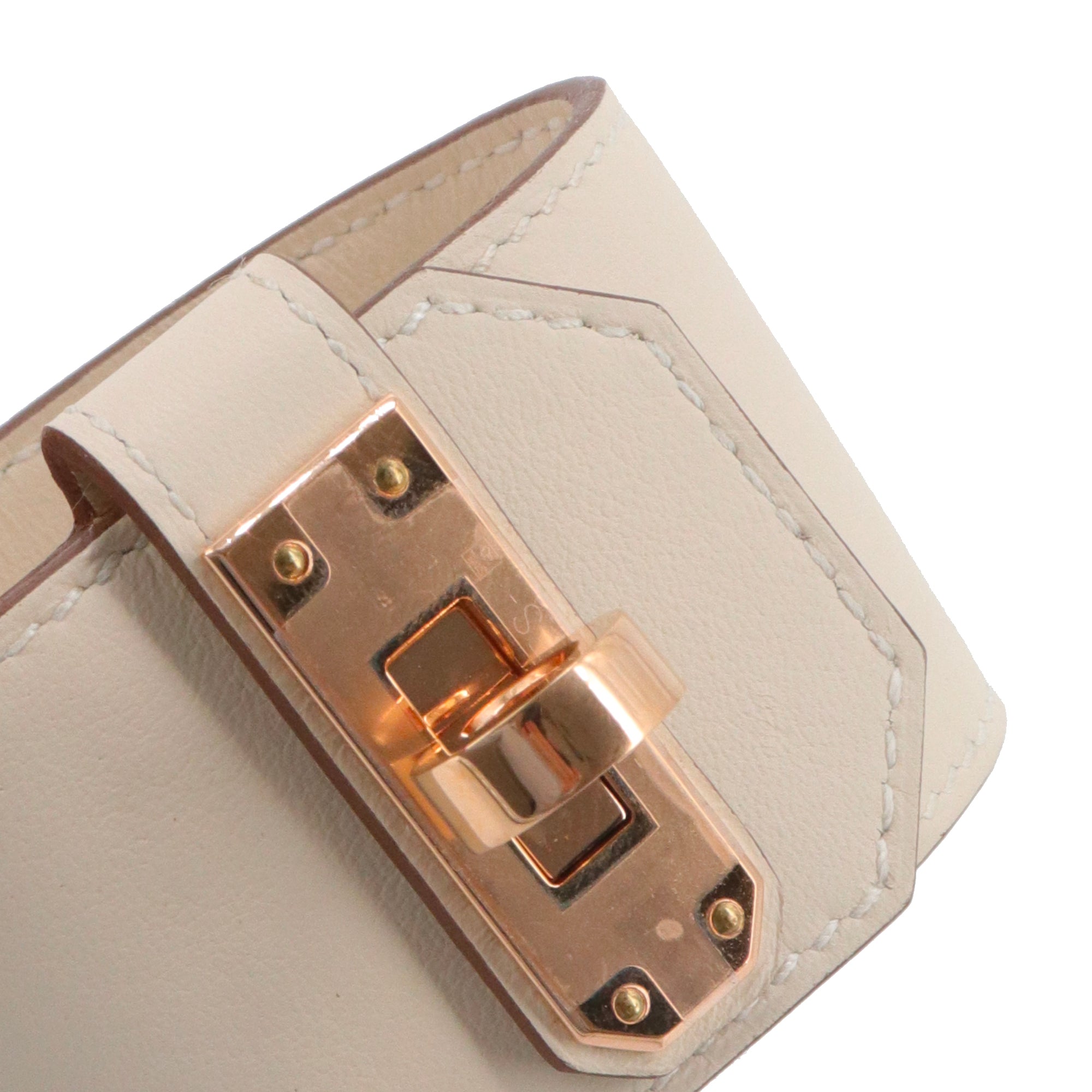 HERMÈS - Bracelet Kelly Twist GM Hermès en cuir blanc nata (T2)