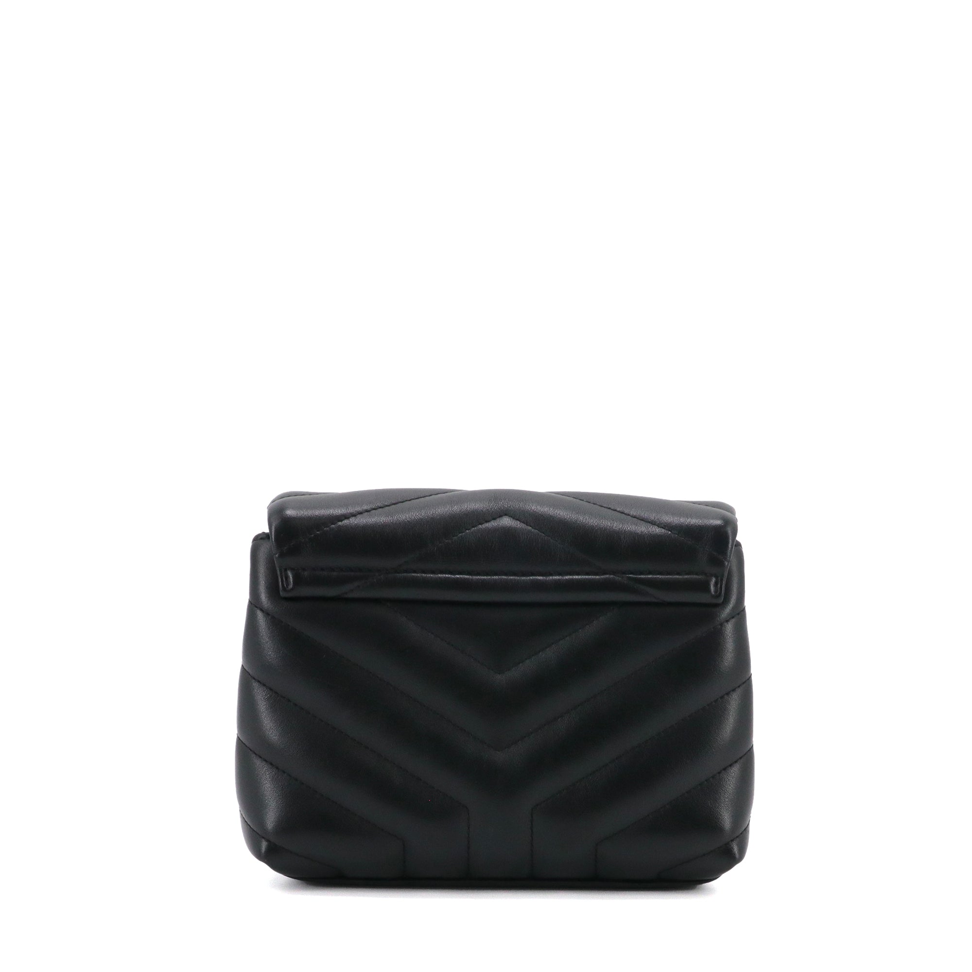SAINT LAURENT - Sac à bandoulière Loulou Toy Saint Laurent en cuir chevron noir