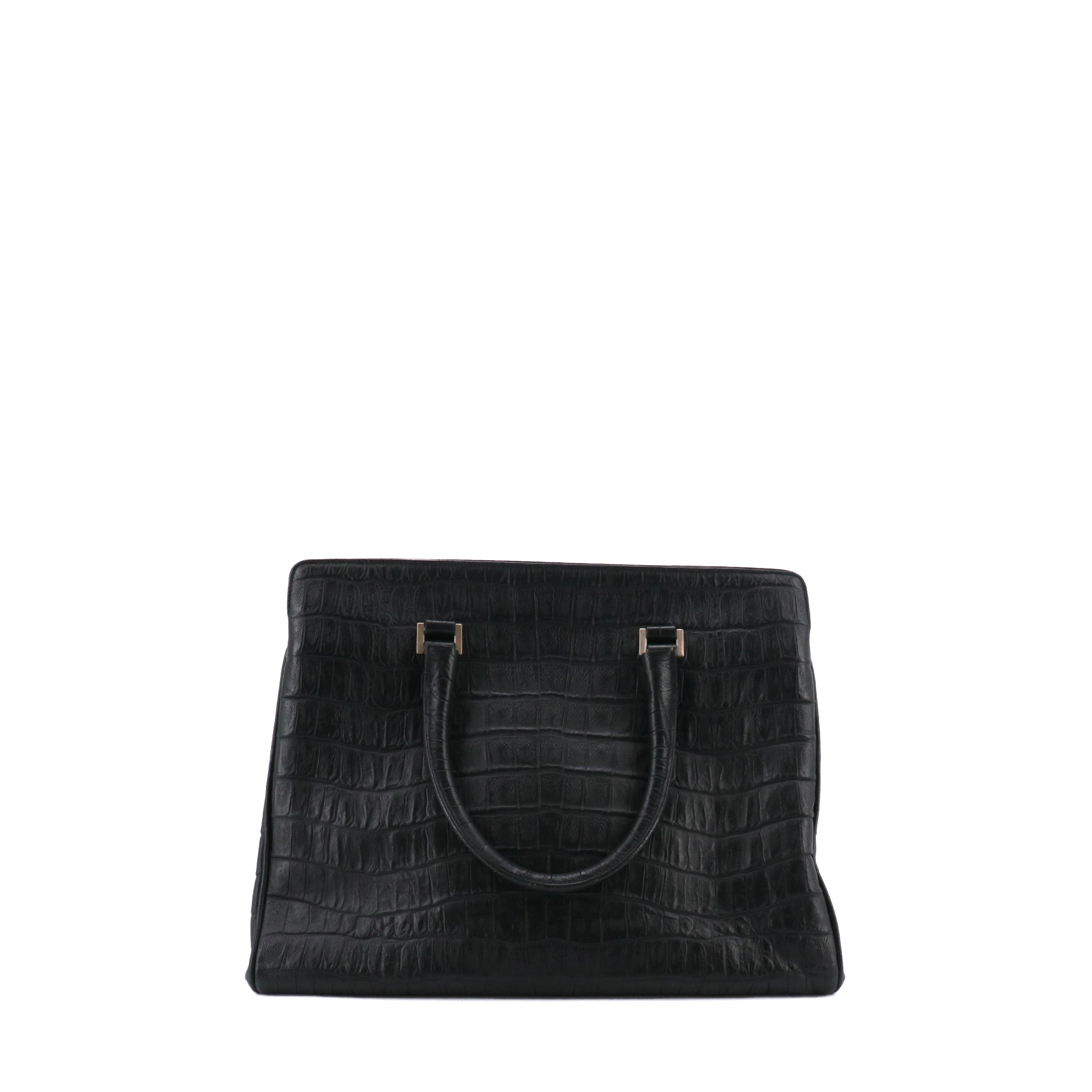 SAINT LAURENT - Sac à main Trois Clous Saint Laurent en cuir embossé croco noir