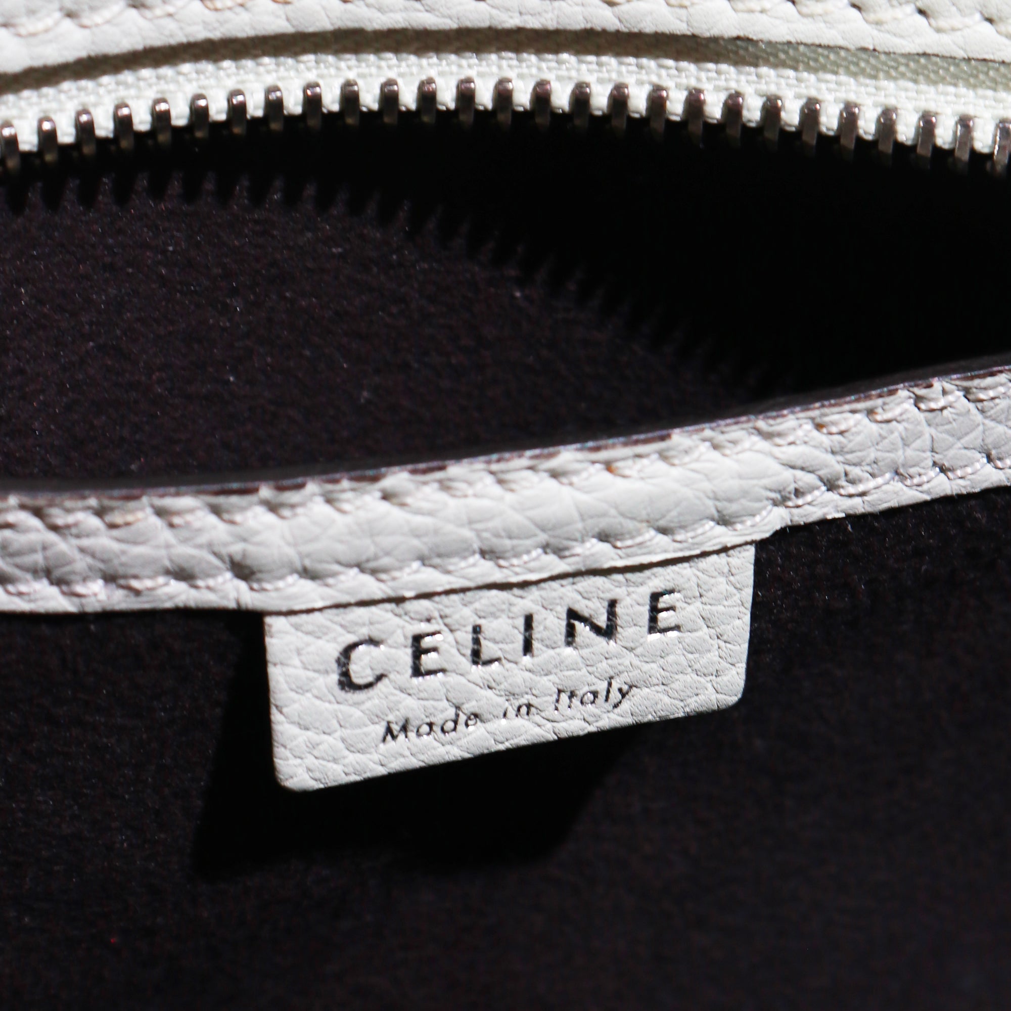 CELINE - Sac à bandoulière Luggage nano en cuir grainé bleu gris