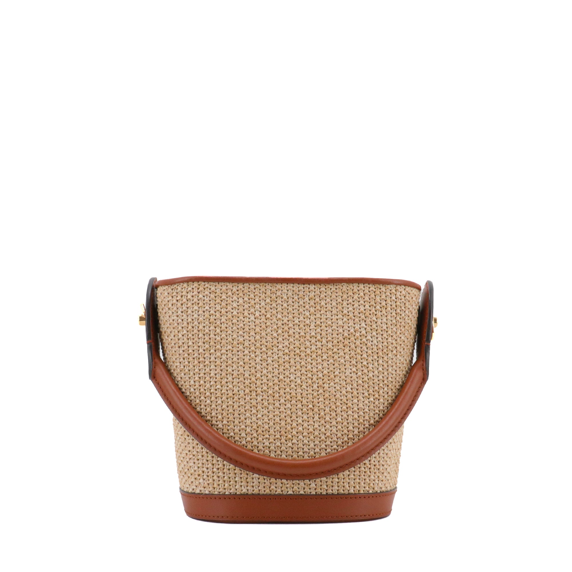 LOUIS VUITTON - Sac à bandoulière Petit Bucket Louis Vuitton en raphia tissé et cuir marron