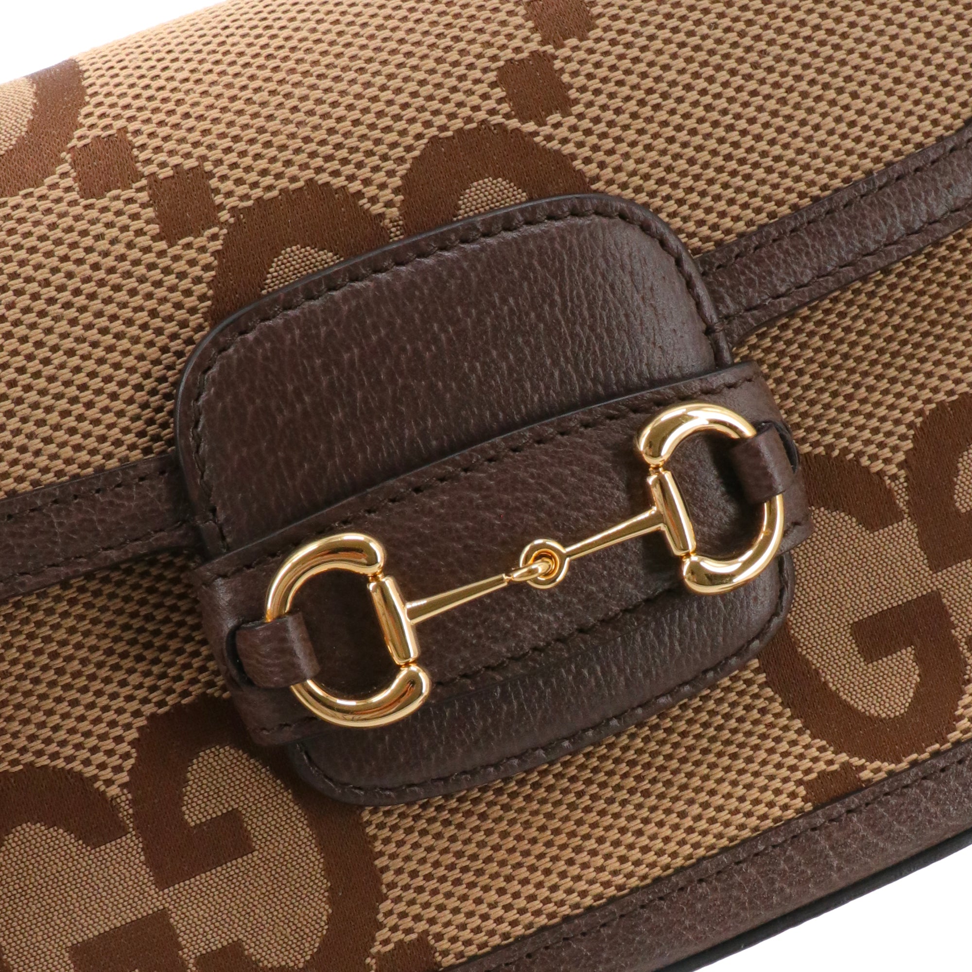 GUCCI - Sac à bandoulière Horsebit 1955 Gucci en toile GG Jumbo marron