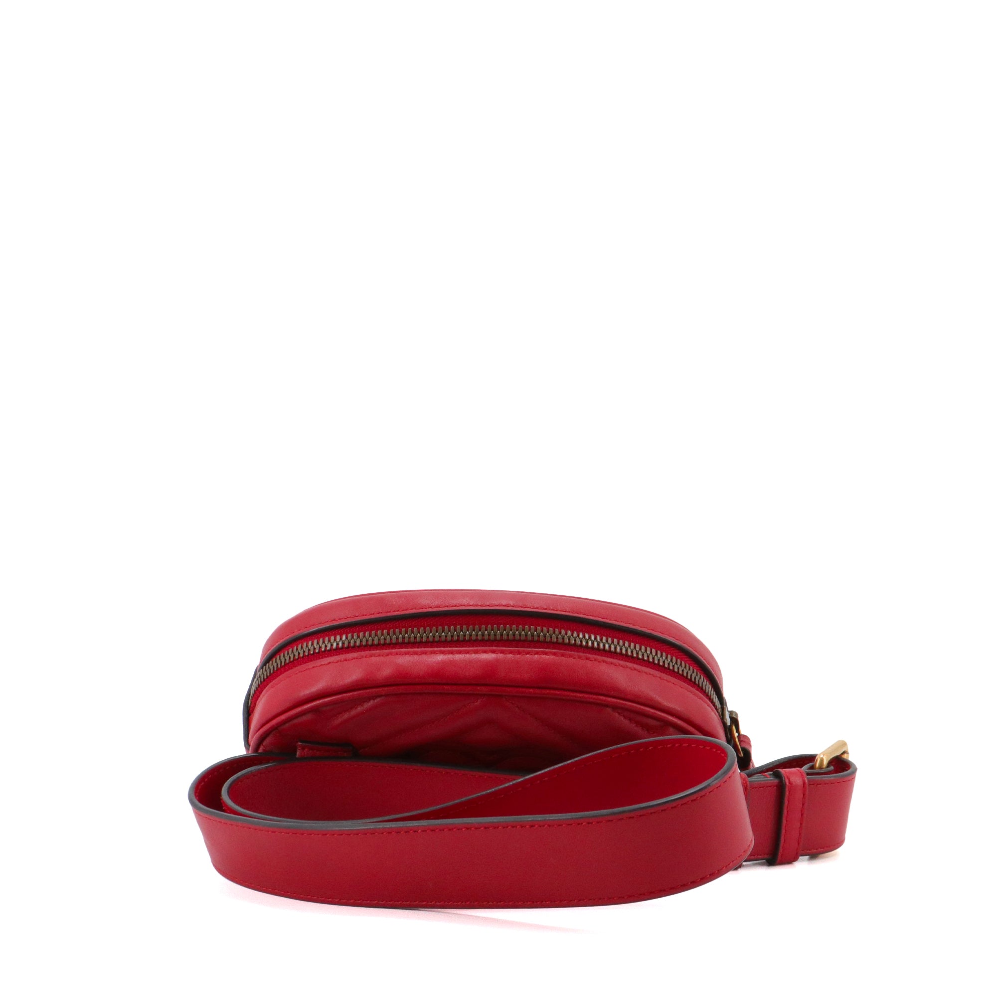 GUCCI - Sac banane GG Marmont Gucci en cuir chevron rouge