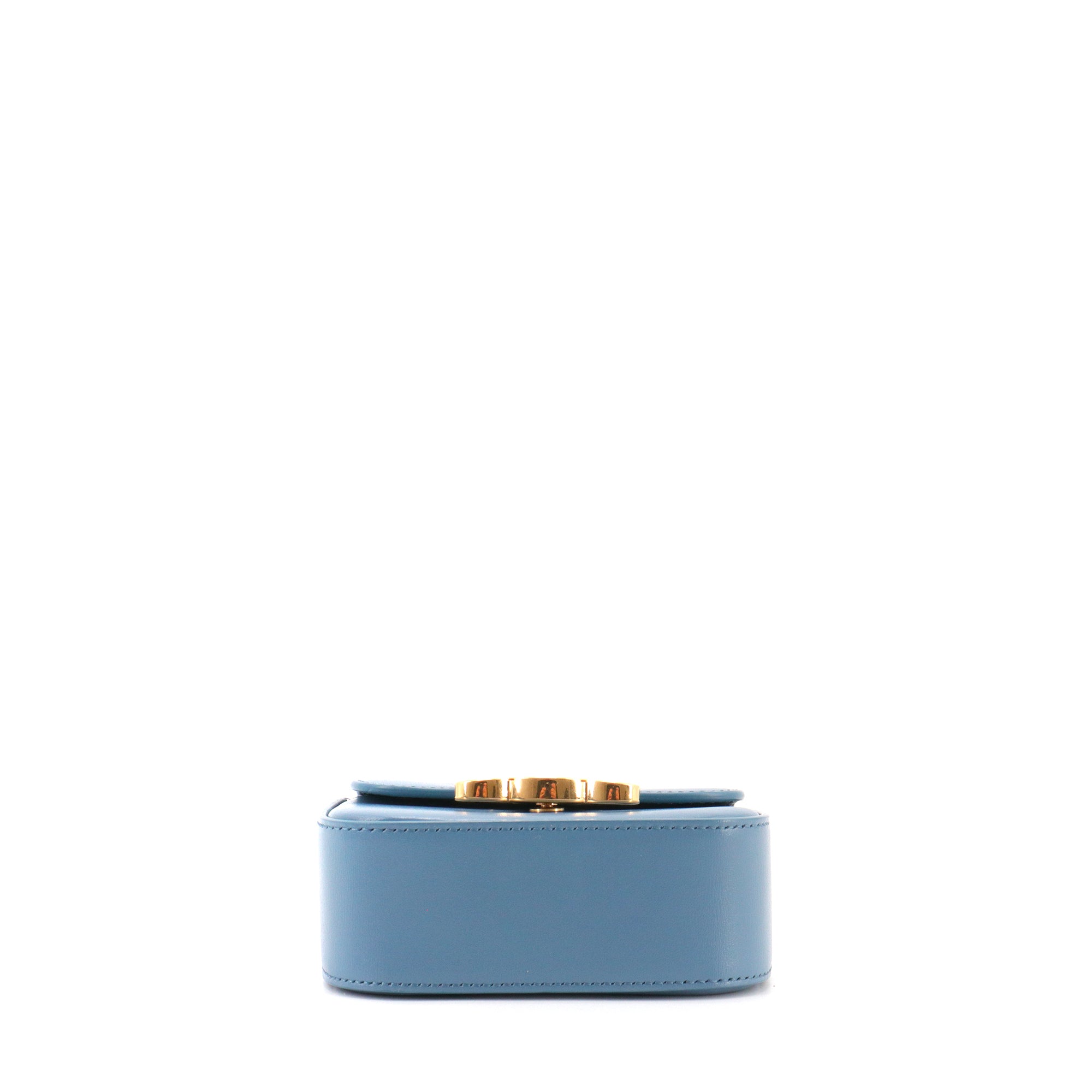 CELINE - Sac à bandoulière Claude Mini Celine en cuir box bleu
