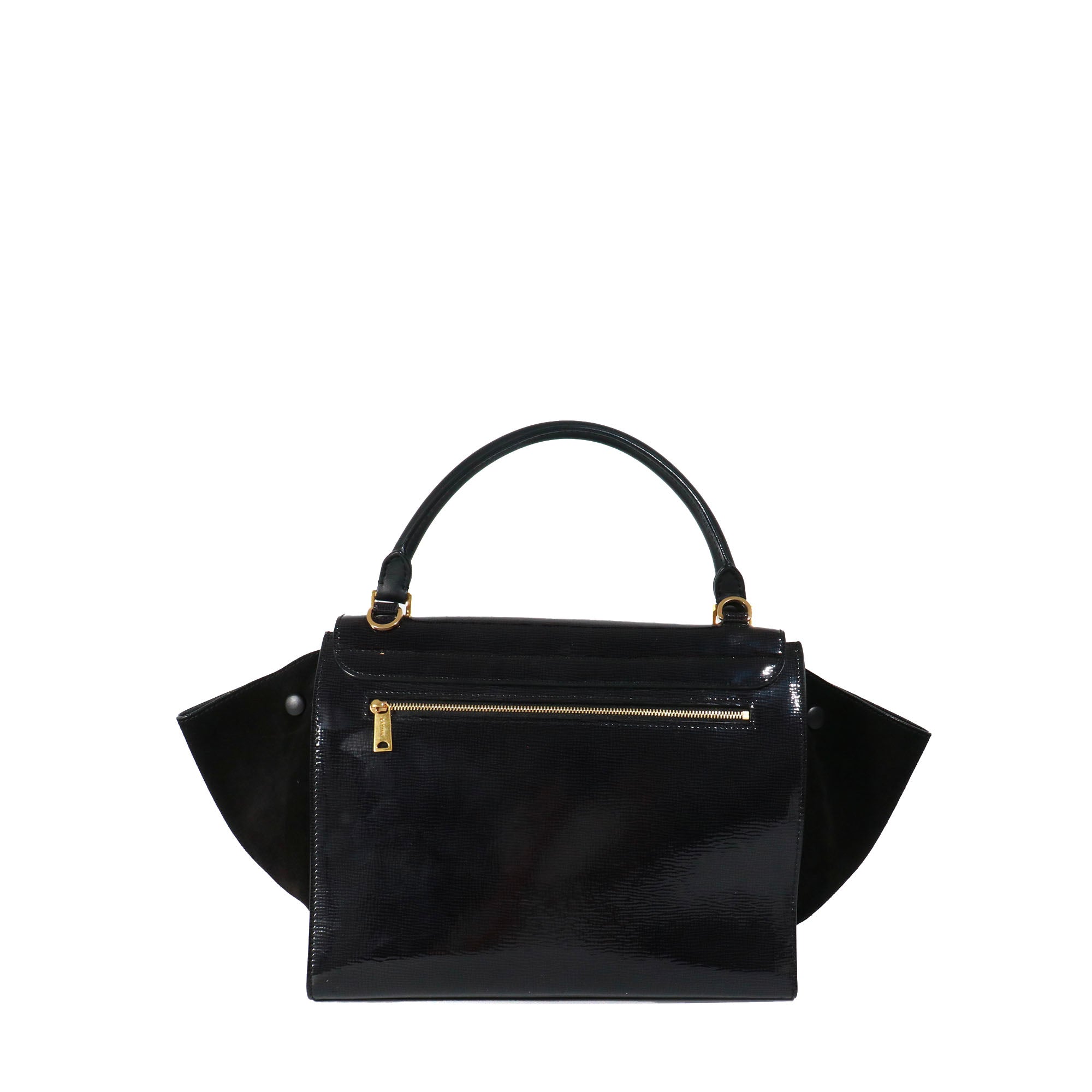 CELINE - Céline Trapeze handbag in black patent leather