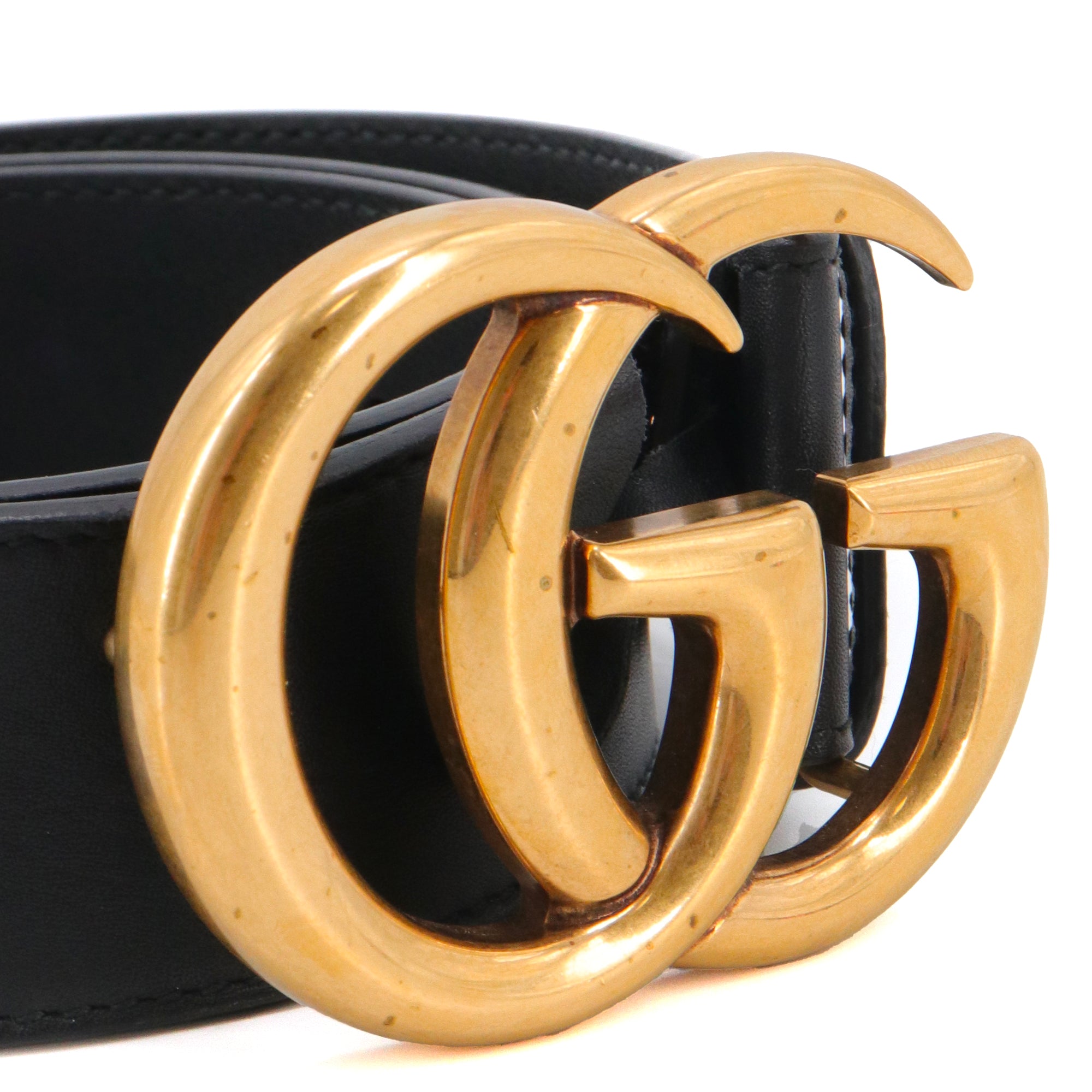 GUCCI - Ceinture GG Buckle Gucci en cuir noir (T75)