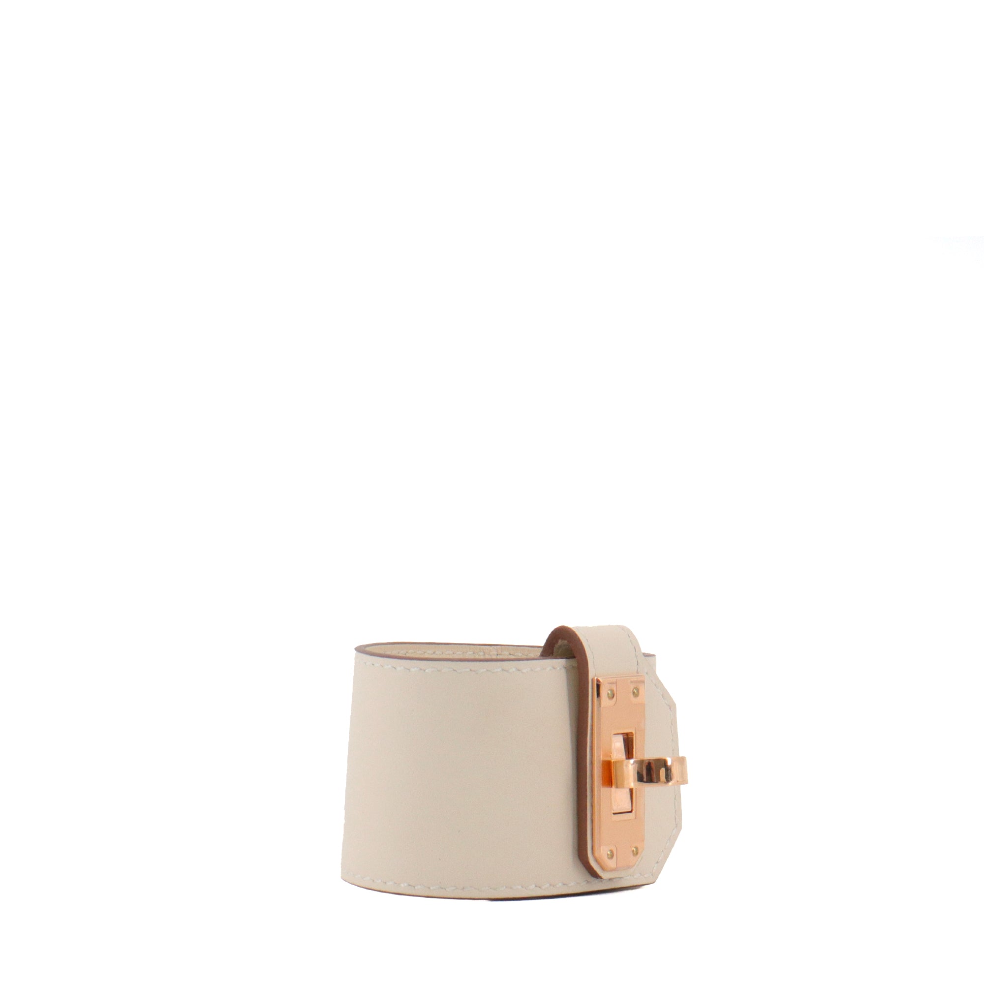 HERMÈS - Bracelet Kelly Twist GM Hermès en cuir blanc nata (T2)