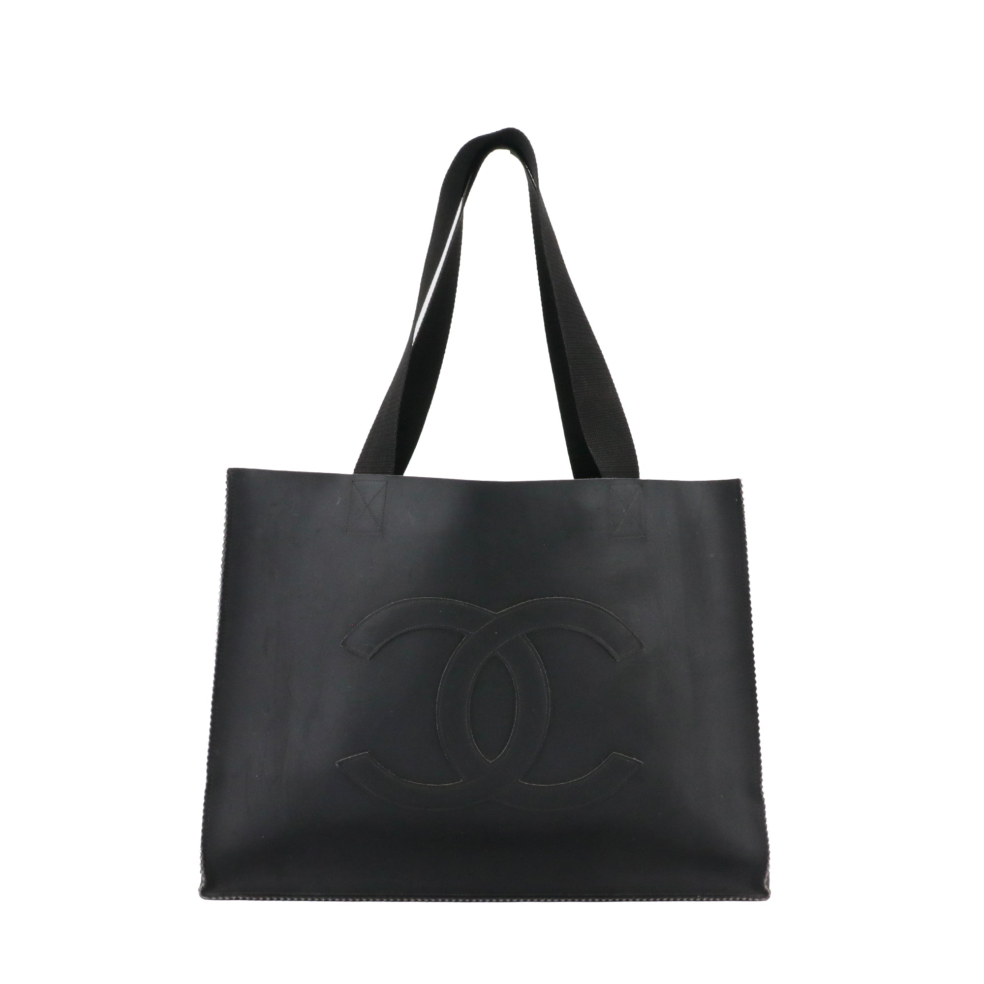 CHANEL - Sac Cabas Cocomark Chanel en caoutchouc noir vintage