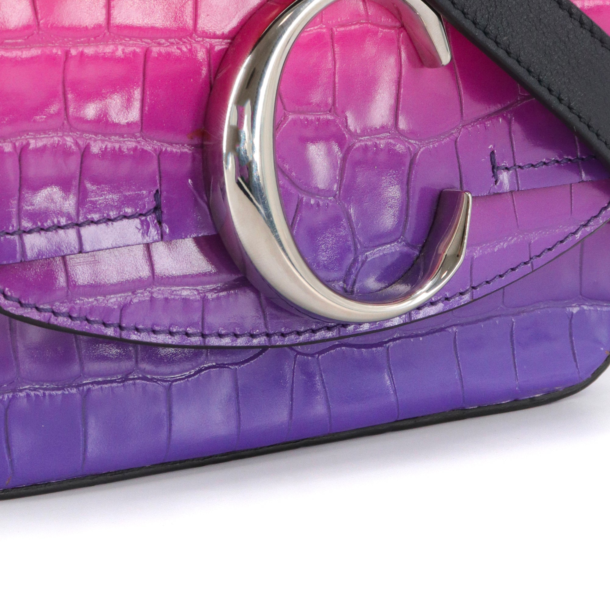 CHLOÉ - Sac à bandoulière C Mini Chloé en cuir embossé croco multicolore