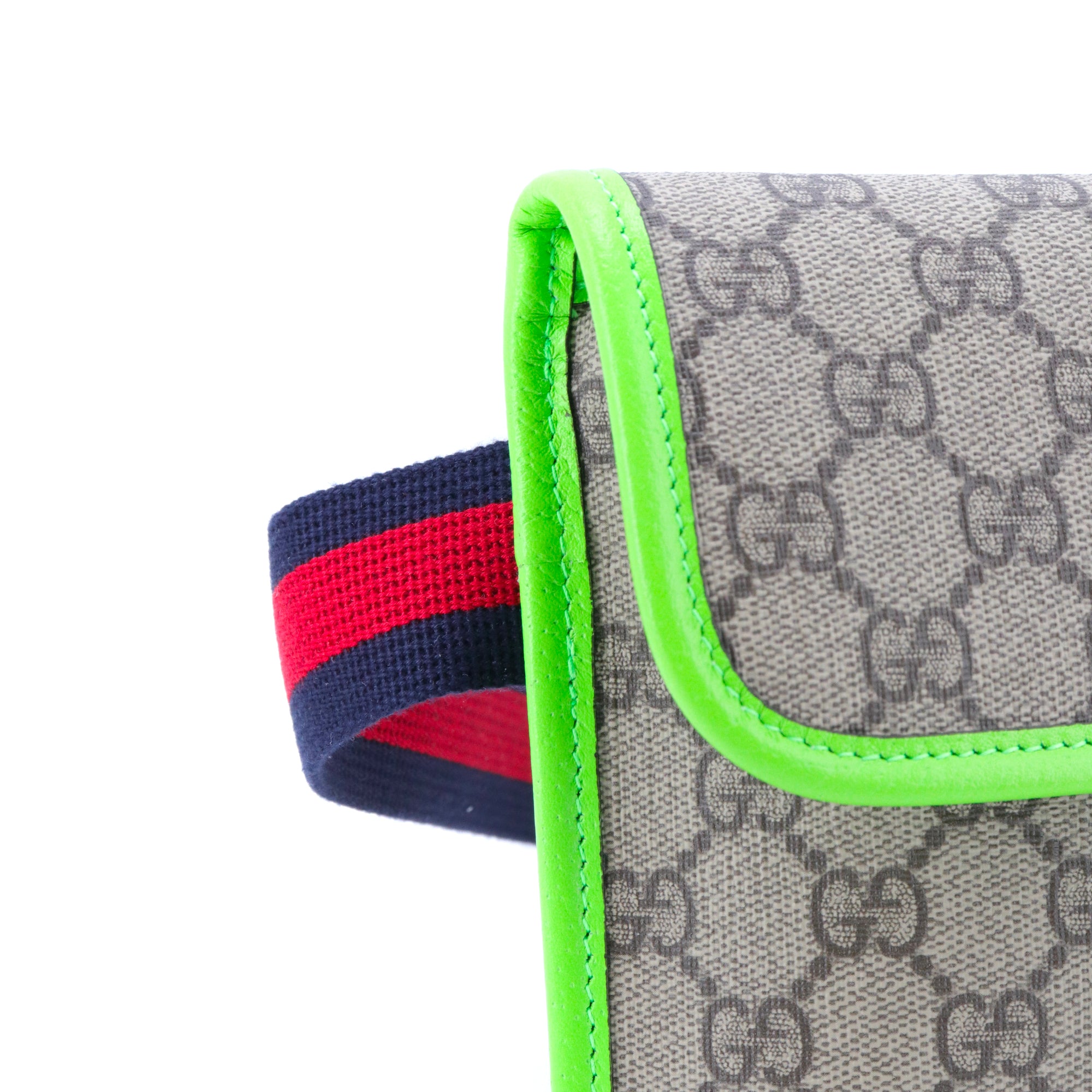 GUCCI - Sac ceinture Ophidia Gucci en toile monogrammée et cuir vert fluo