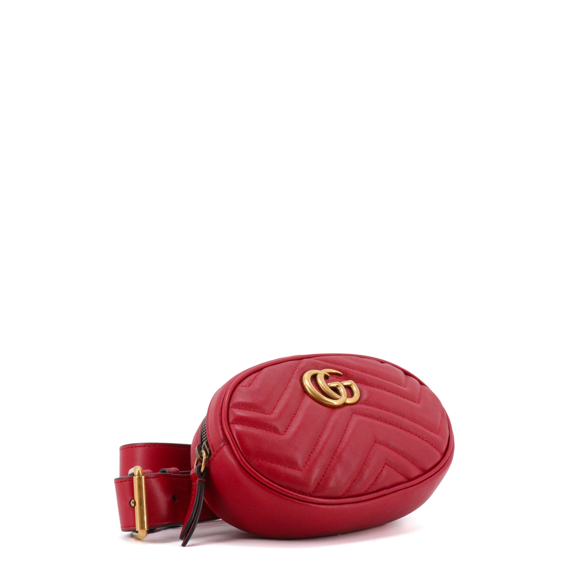 GUCCI - Sac banane GG Marmont Gucci en cuir chevron rouge