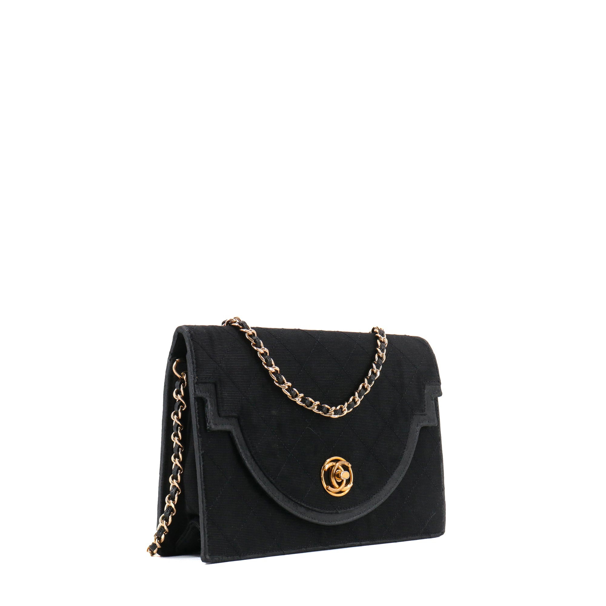 CHANEL - Sac à bandoulière vintage Chanel en toile noire vintage