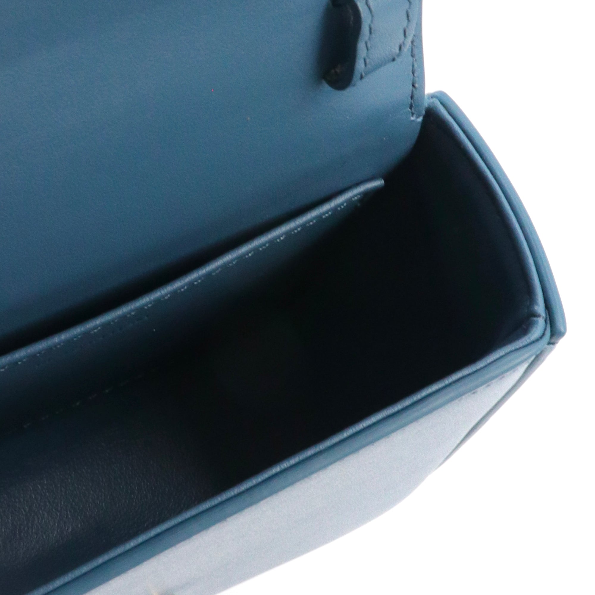 CELINE - Sac à bandoulière Claude Mini Celine en cuir box bleu