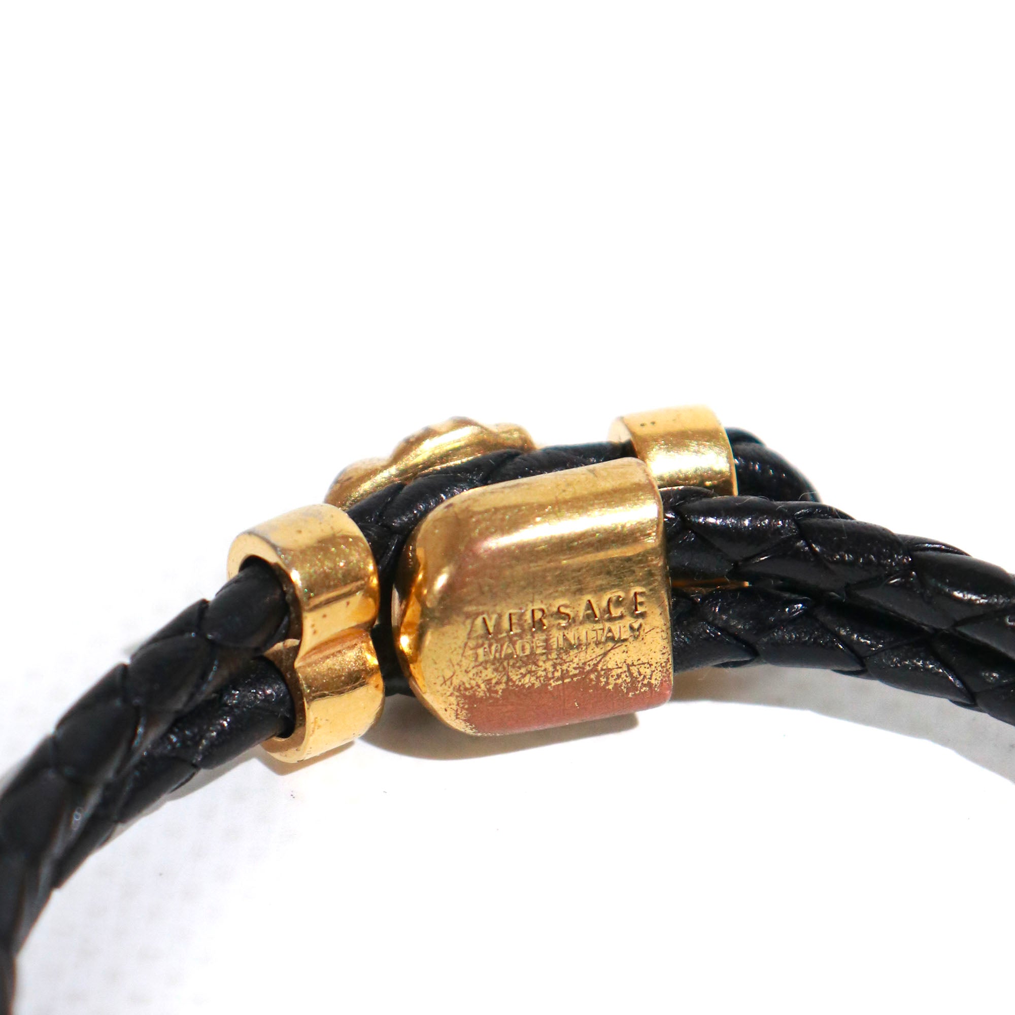 VERSACE - Bracelet Medusa en cuir noir