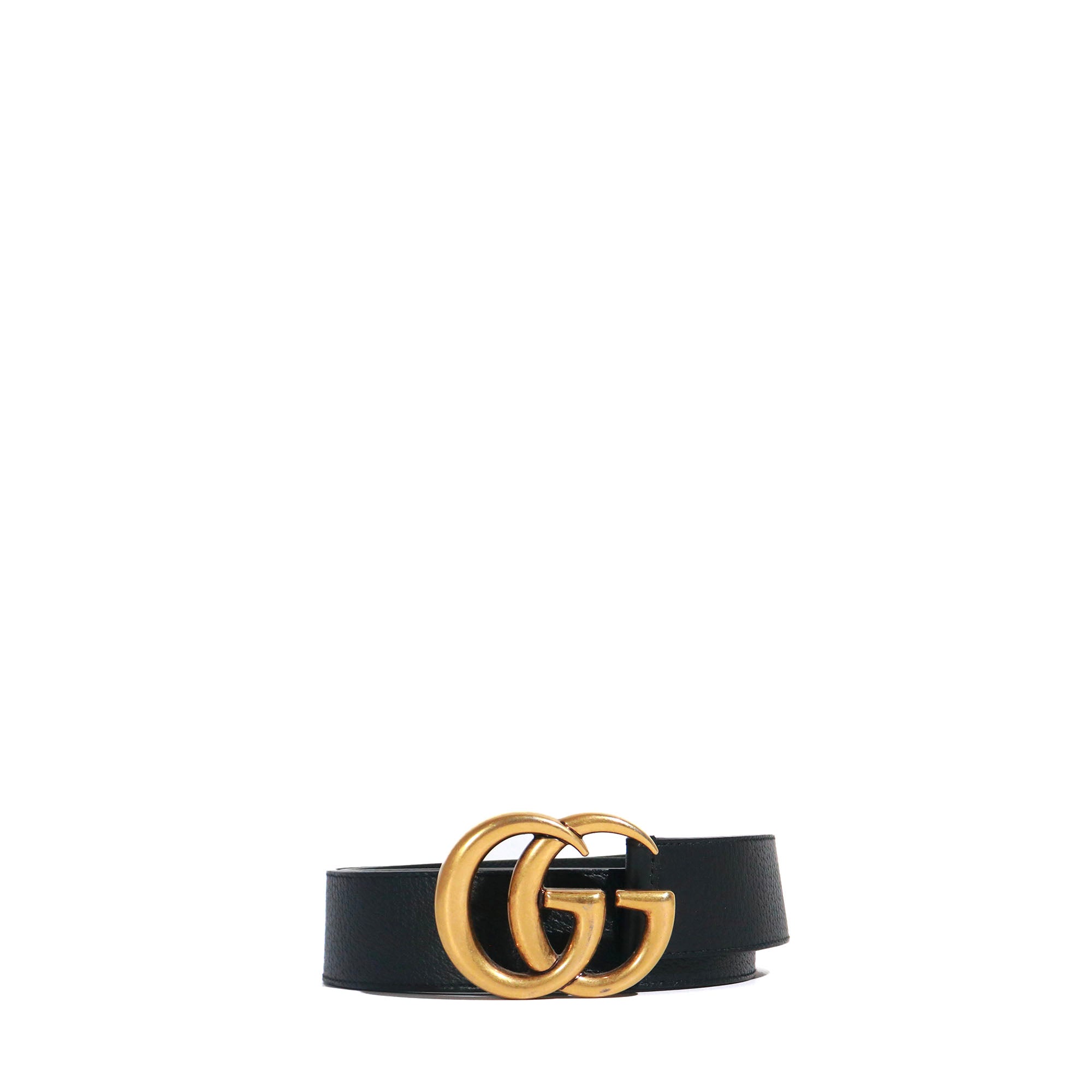GUCCI - Ceinture GG Buckle Marmont Gucci en cuir grainé noir (T85)