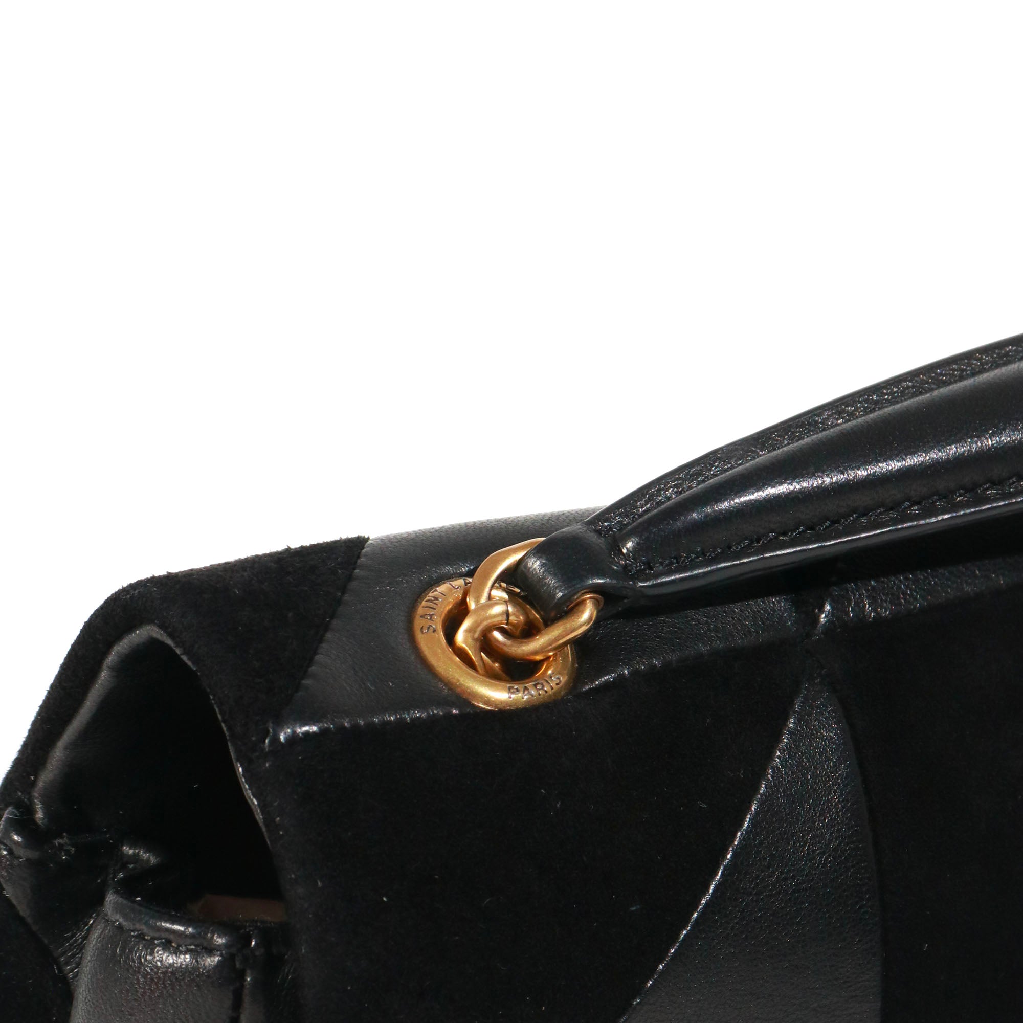 SAINT LAURENT - Sac à bandoulière Jamie medium Saint Laurent bi-matière cuir daim noir