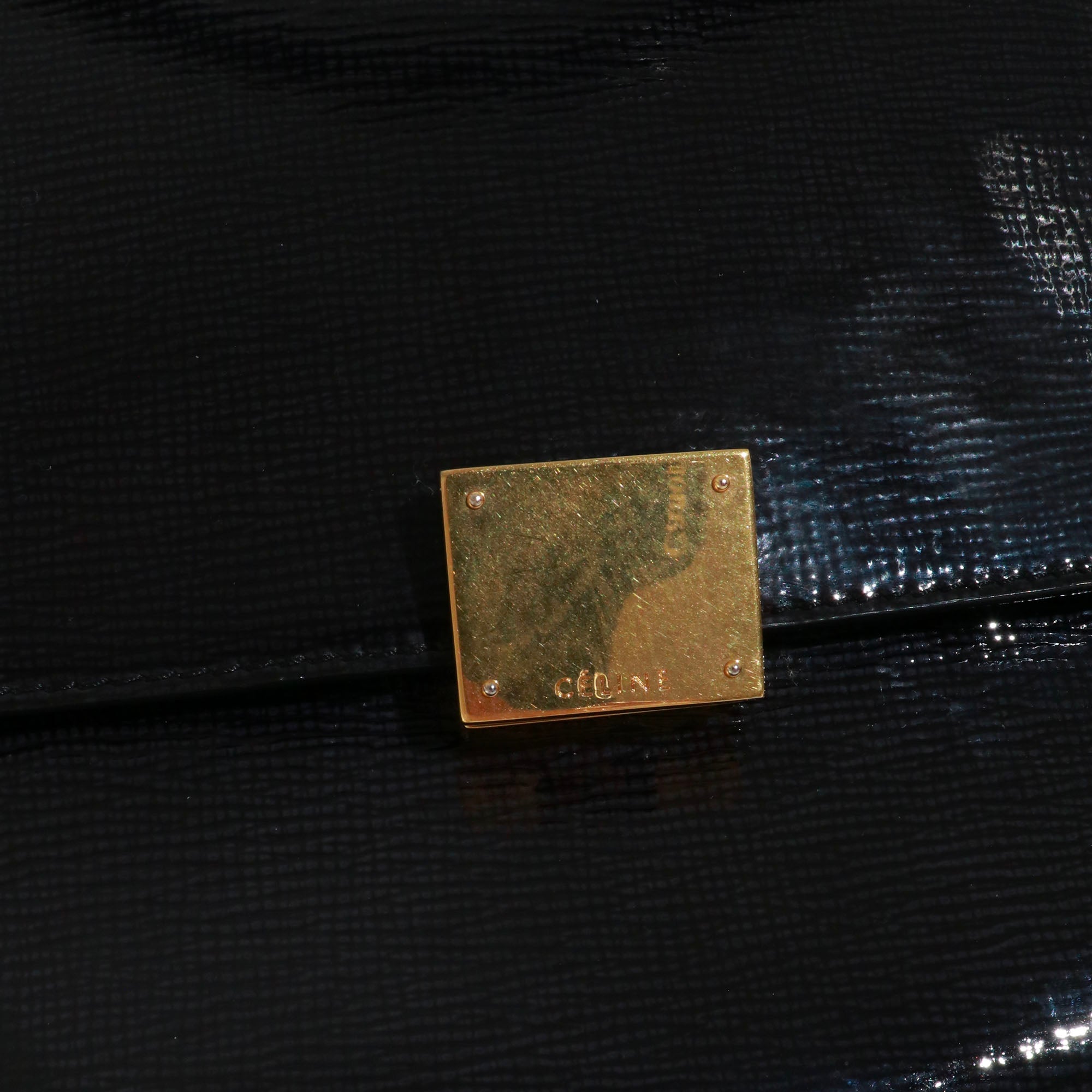 CELINE - Céline Trapeze handbag in black patent leather