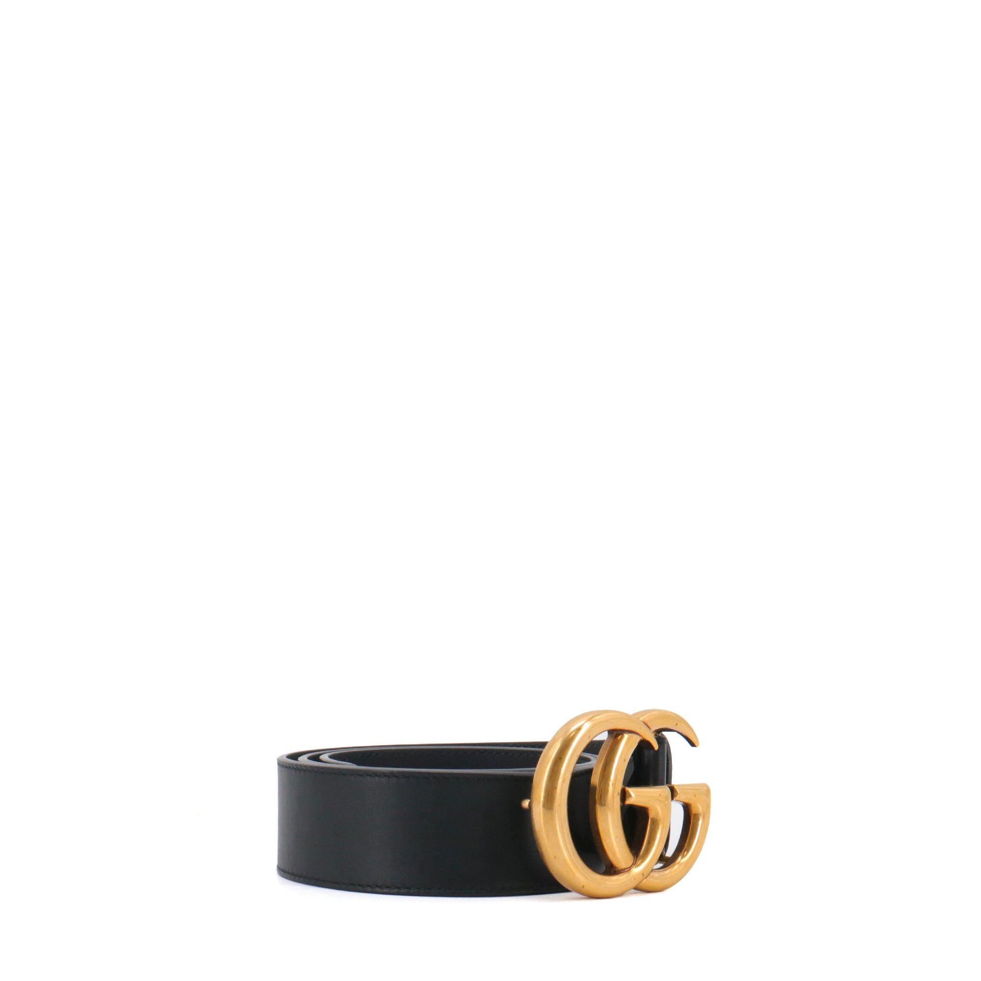 GUCCI - Ceinture GG Buckle Gucci en cuir noir (T75)