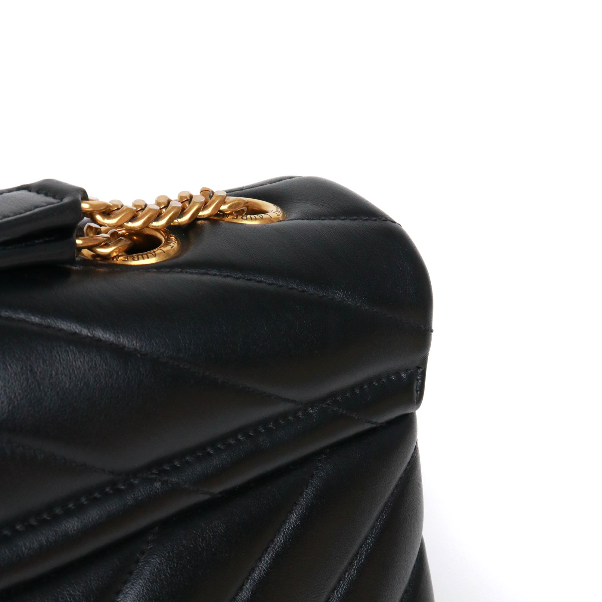 SAINT LAURENT - Sac à épaule Loulou medium Saint Laurent en cuir noir matelassé