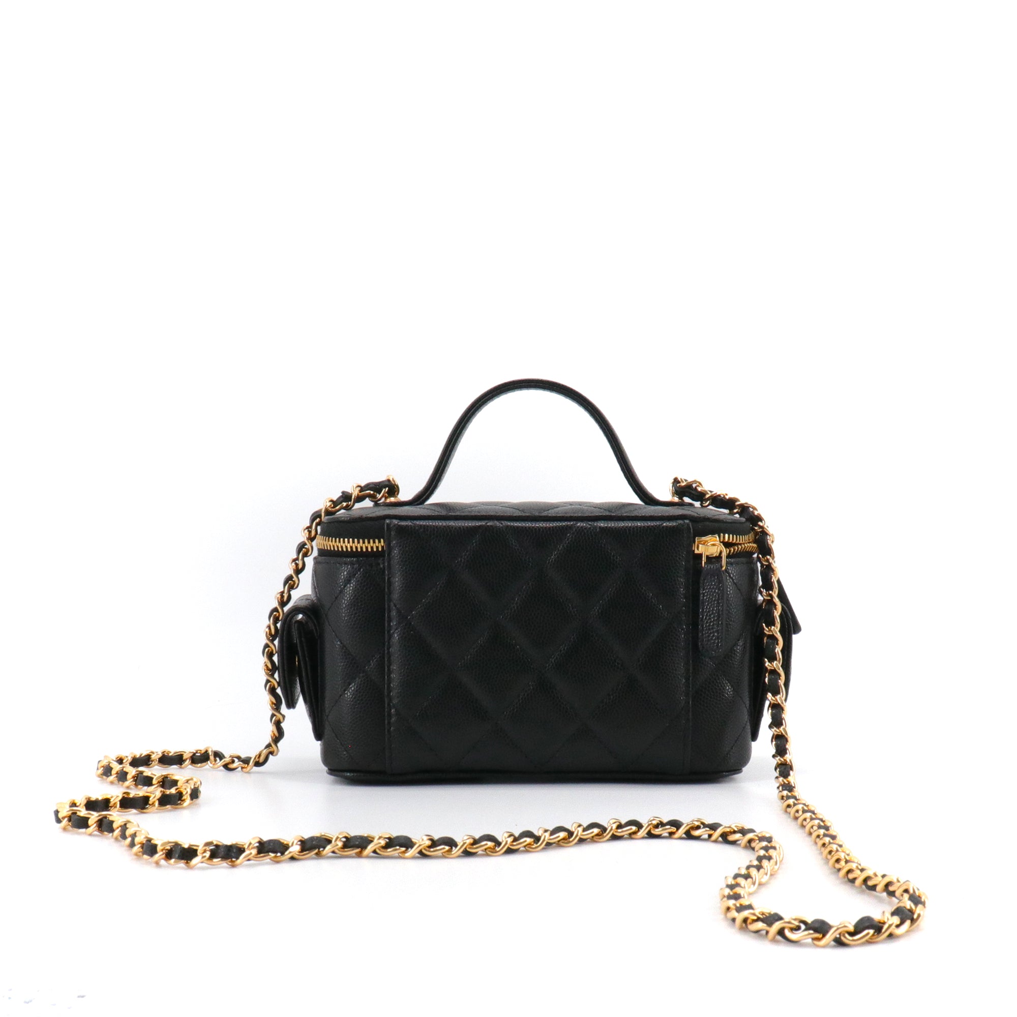 CHANEL - Sac à bandoulière Vanity Pocket Chanel en cuir caviar noir