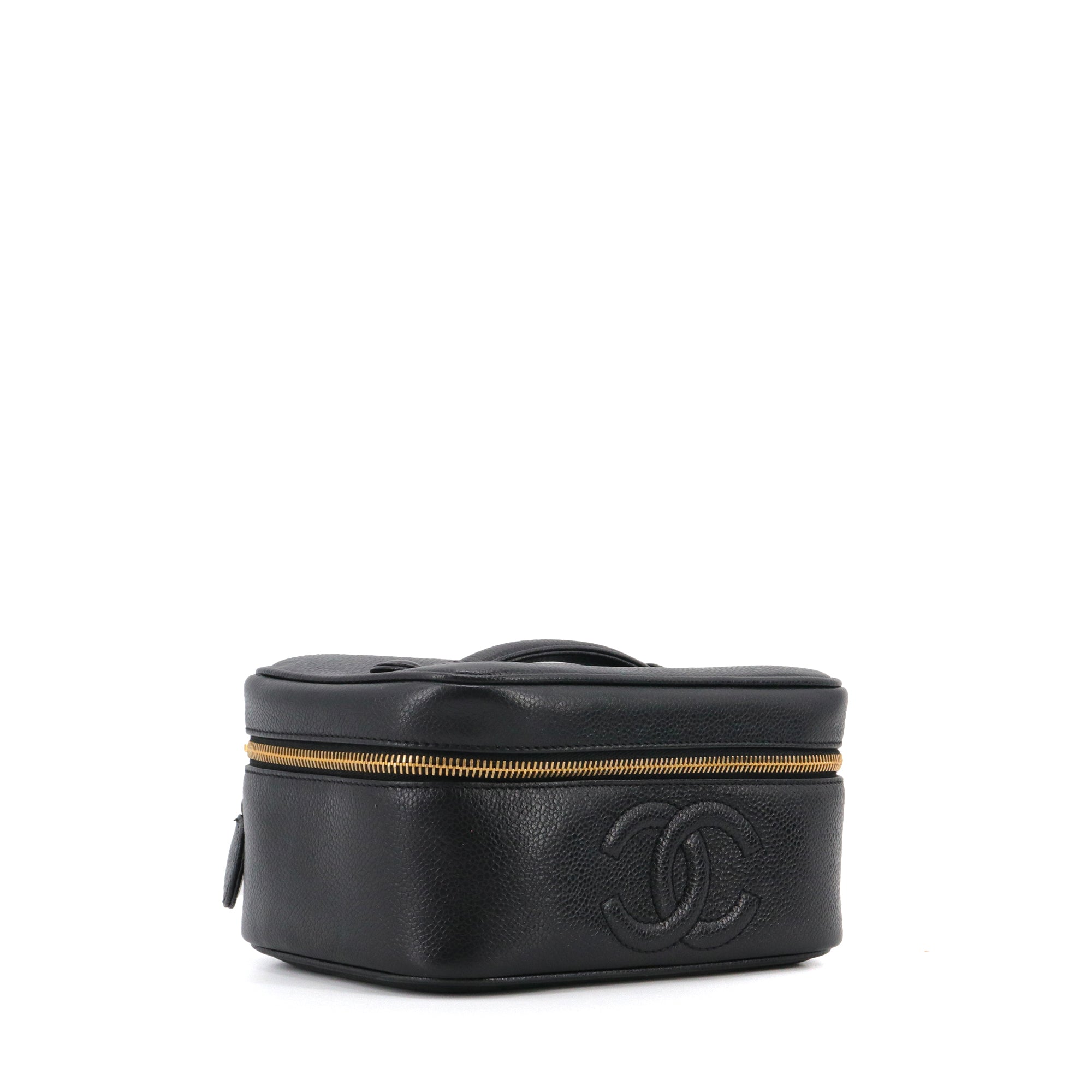 CHANEL - Sac à main Vanity Chanel en cuir caviar noir vintage