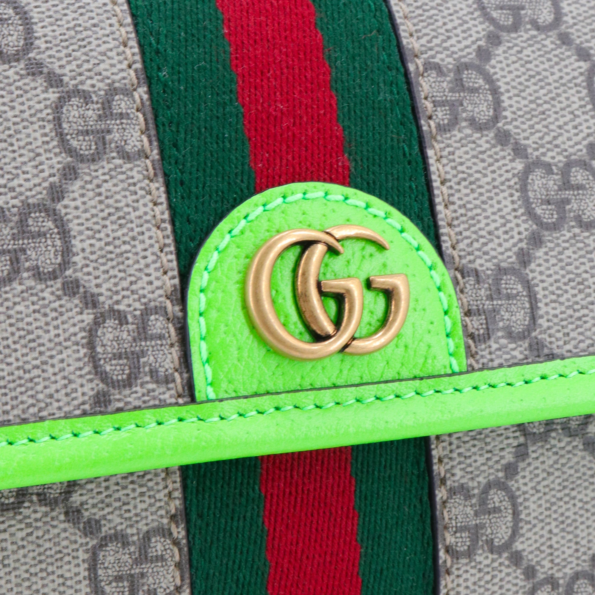 GUCCI - Sac ceinture Ophidia Gucci en toile monogrammée et cuir vert fluo