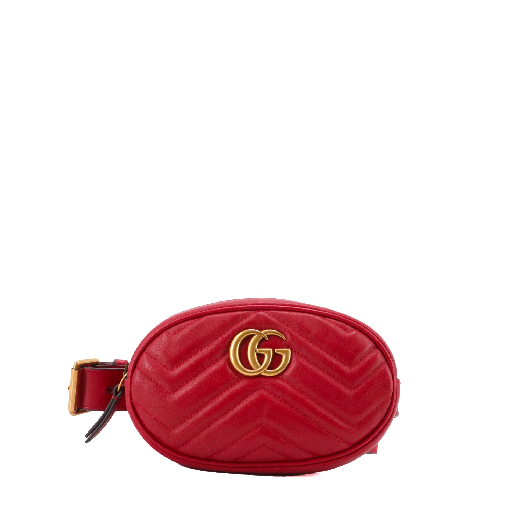 GUCCI - Sac banane GG Marmont Gucci en cuir chevron rouge