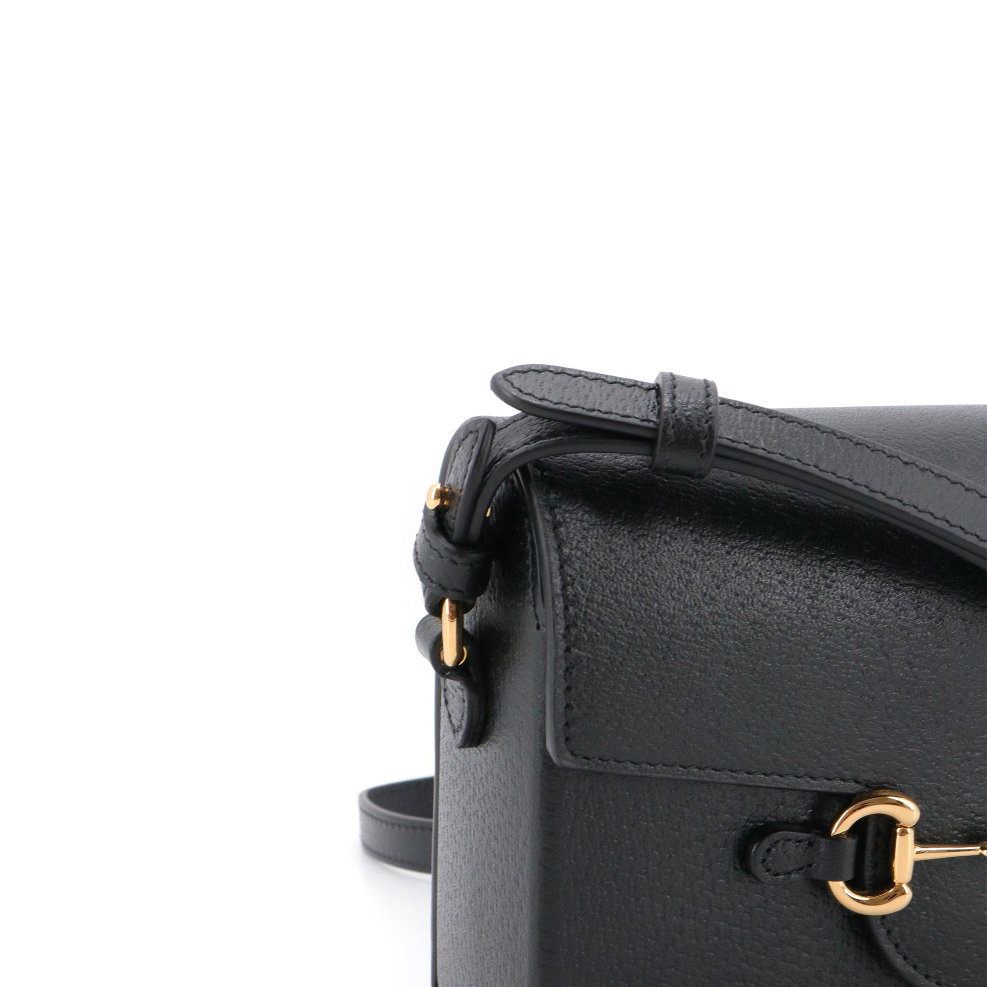 GUCCI - Sac à bandoulière Horsebit 1955 Long Gucci en cuir grainé noir