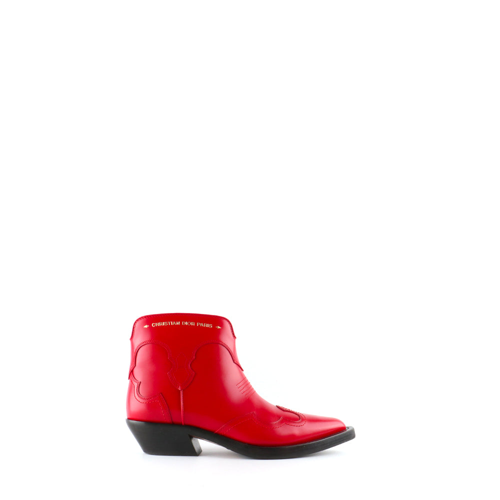 DIOR - Bottines à talon Dior West en cuir rouge (T37)