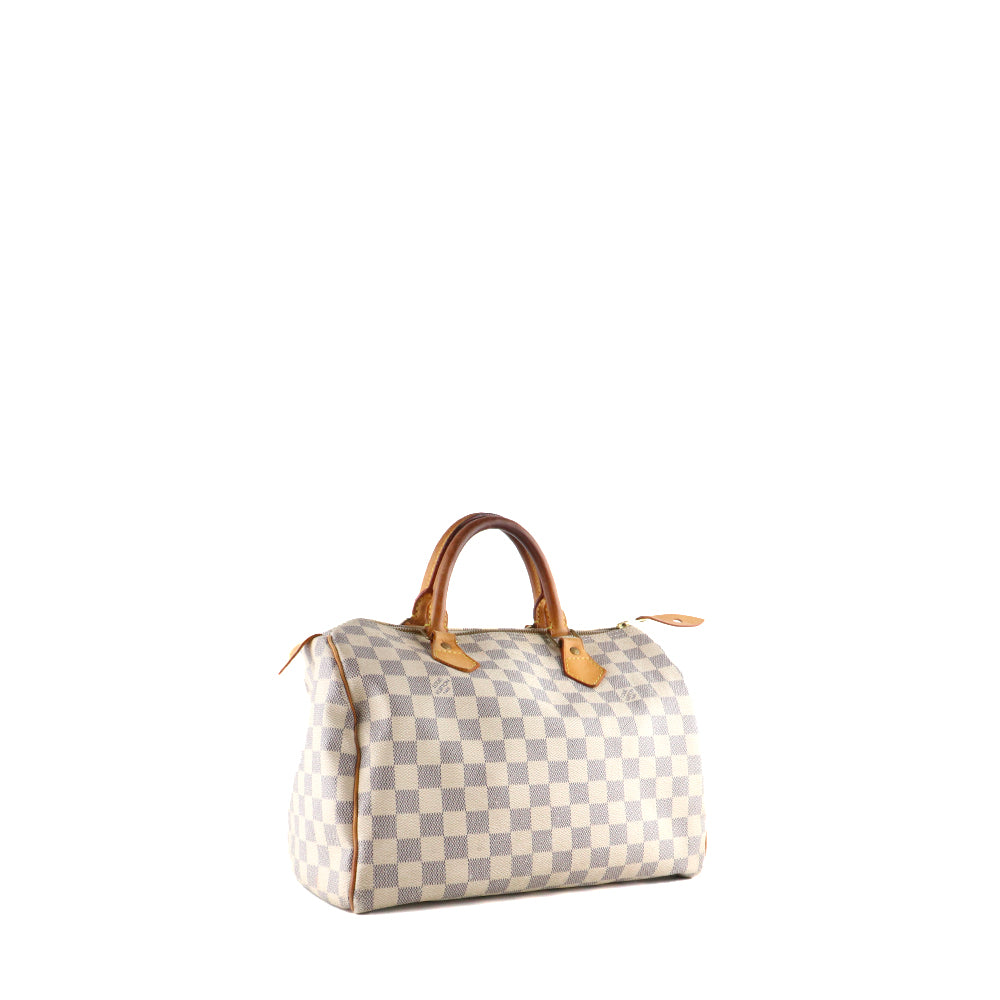 LOUIS VUITTON - Sac à main Speedy 30 en toile damier azur