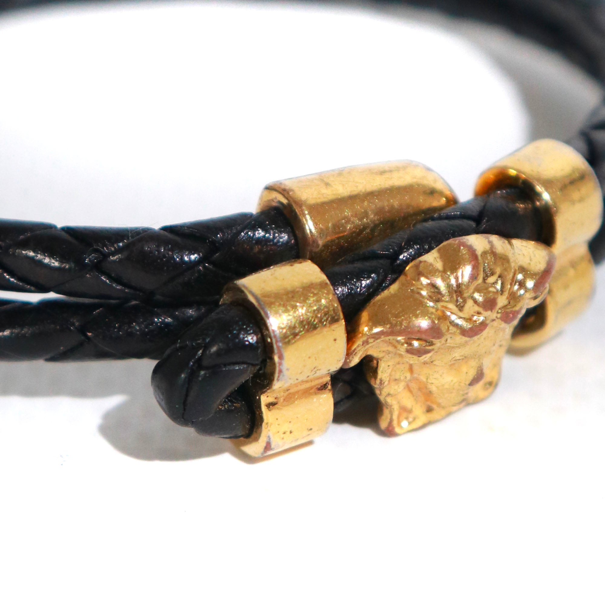 VERSACE - Bracelet Medusa en cuir noir