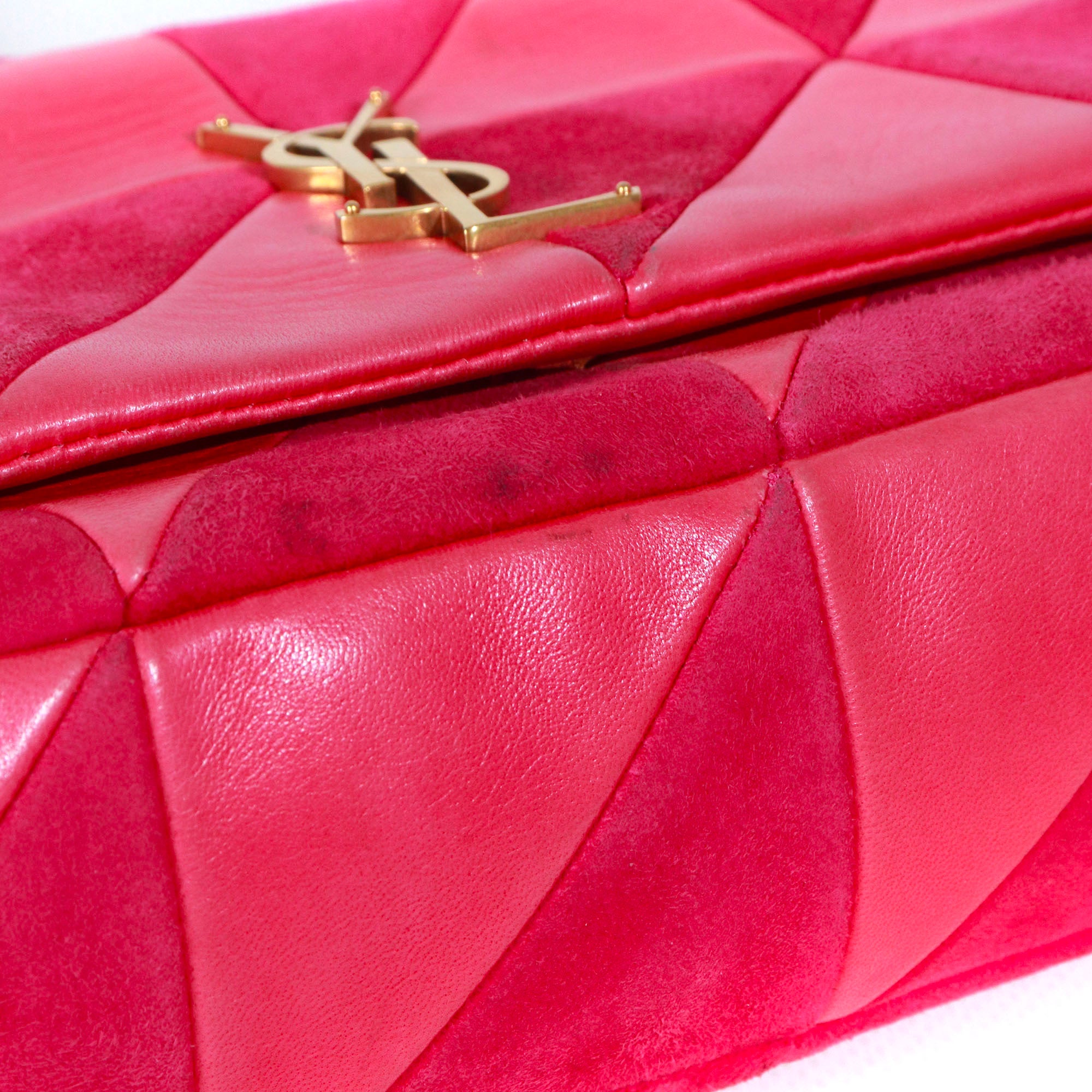 SAINT LAURENT - Sac à bandoulière Jamie medium Saint Laurent bi-matière cuir daim rose