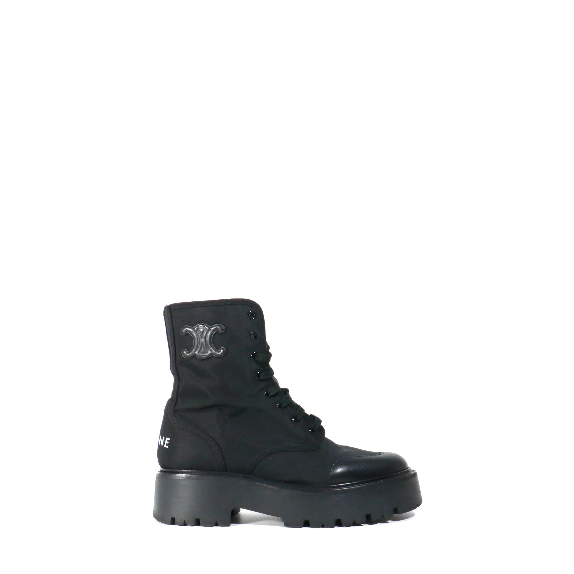 CELINE - Boots Bulky Céline en nylon et cuir noirs (T39)