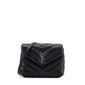 SAINT LAURENT - Sac à bandoulière Loulou Toy Saint Laurent en cuir chevron noir