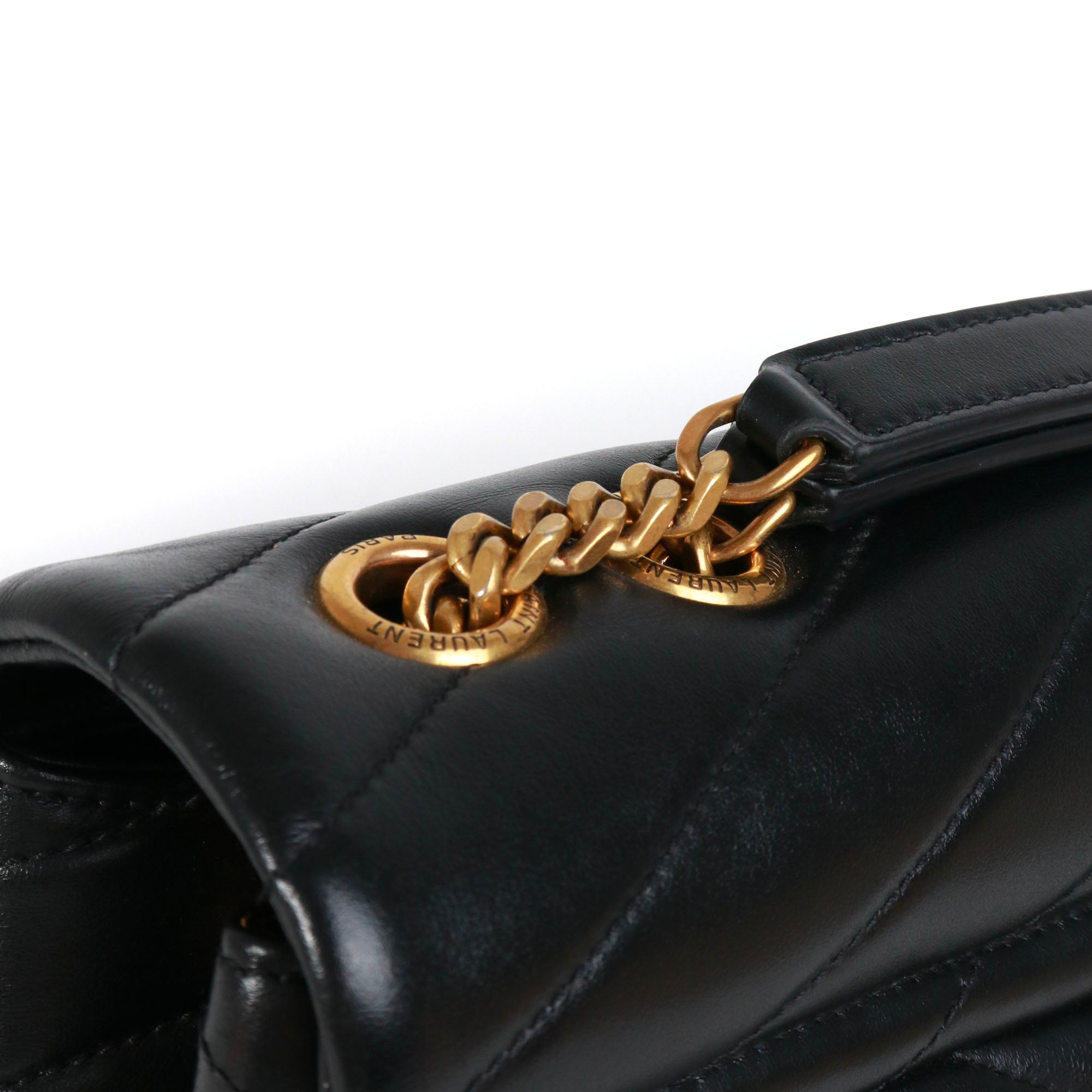 SAINT LAURENT - Sac à épaule Loulou medium Saint Laurent en cuir noir matelassé