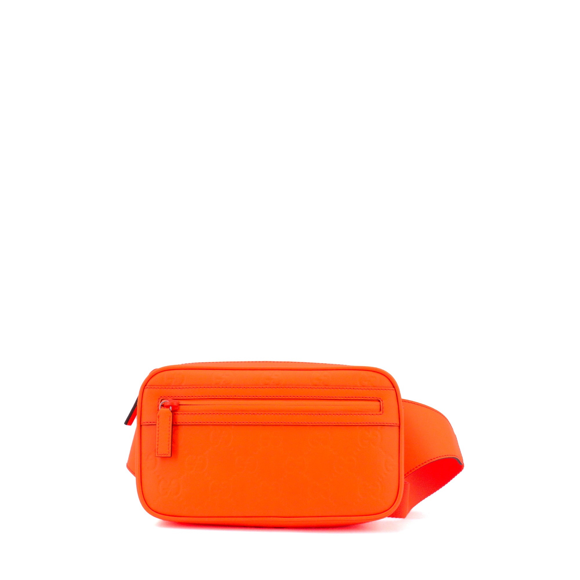 GUCCI - Sac ceinture PM Gucci en cuir effet caoutchouc orange fluo