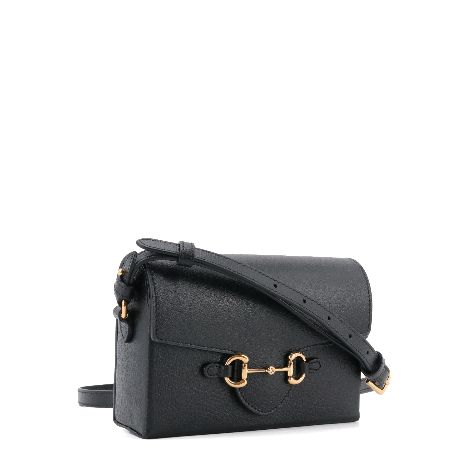 GUCCI - Sac à bandoulière Horsebit 1955 Long Gucci en cuir grainé noir