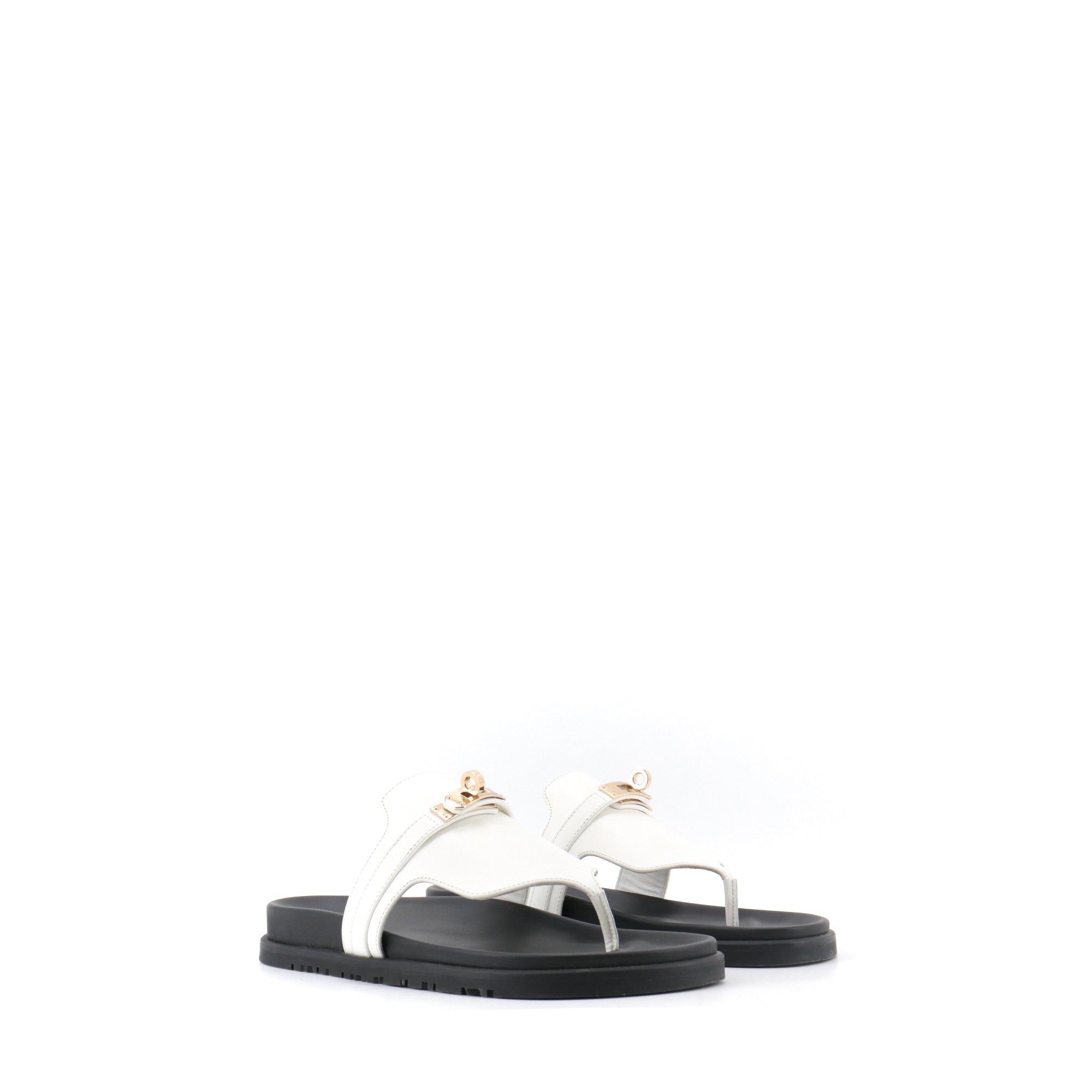 HERMÈS - Sandales Empire Hermès en cuir blanc (T38,5)