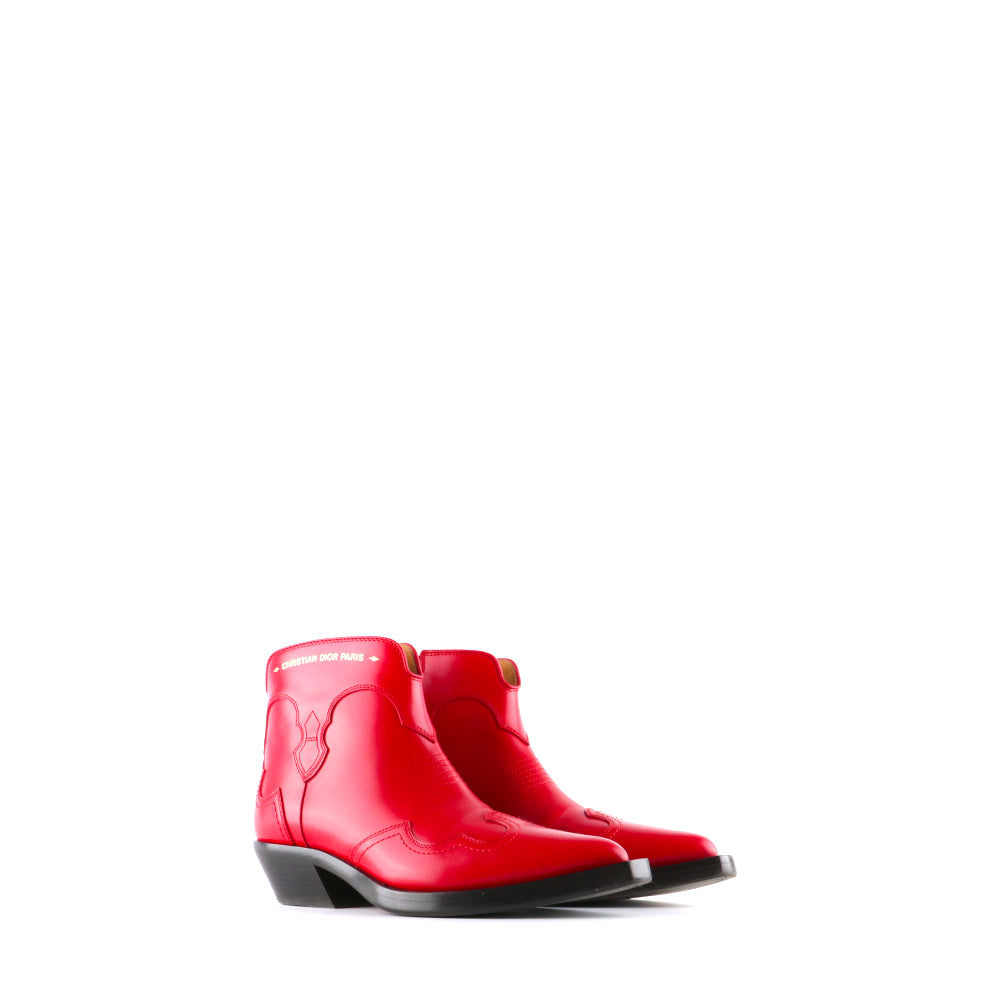 DIOR - Bottines à talon Dior West en cuir rouge (T37)