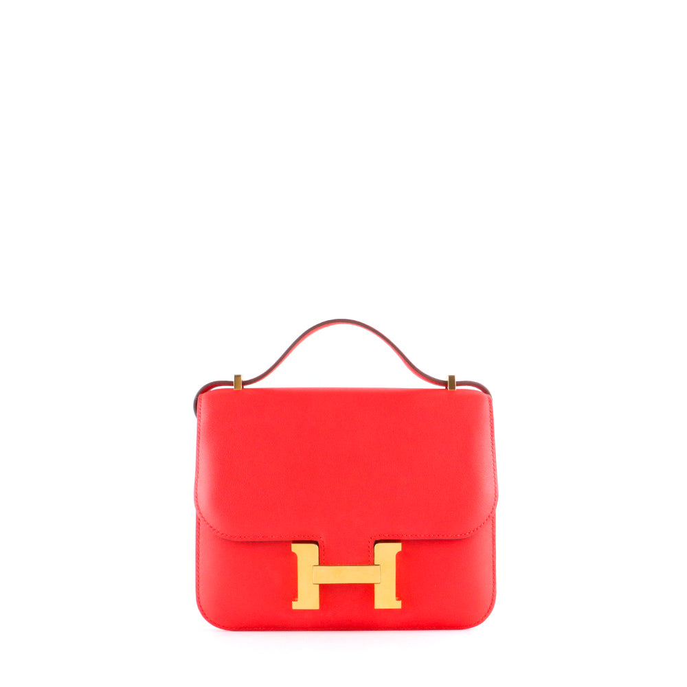 HERMÈS - Sac à bandoulière Constance 18 en cuir swift rouge