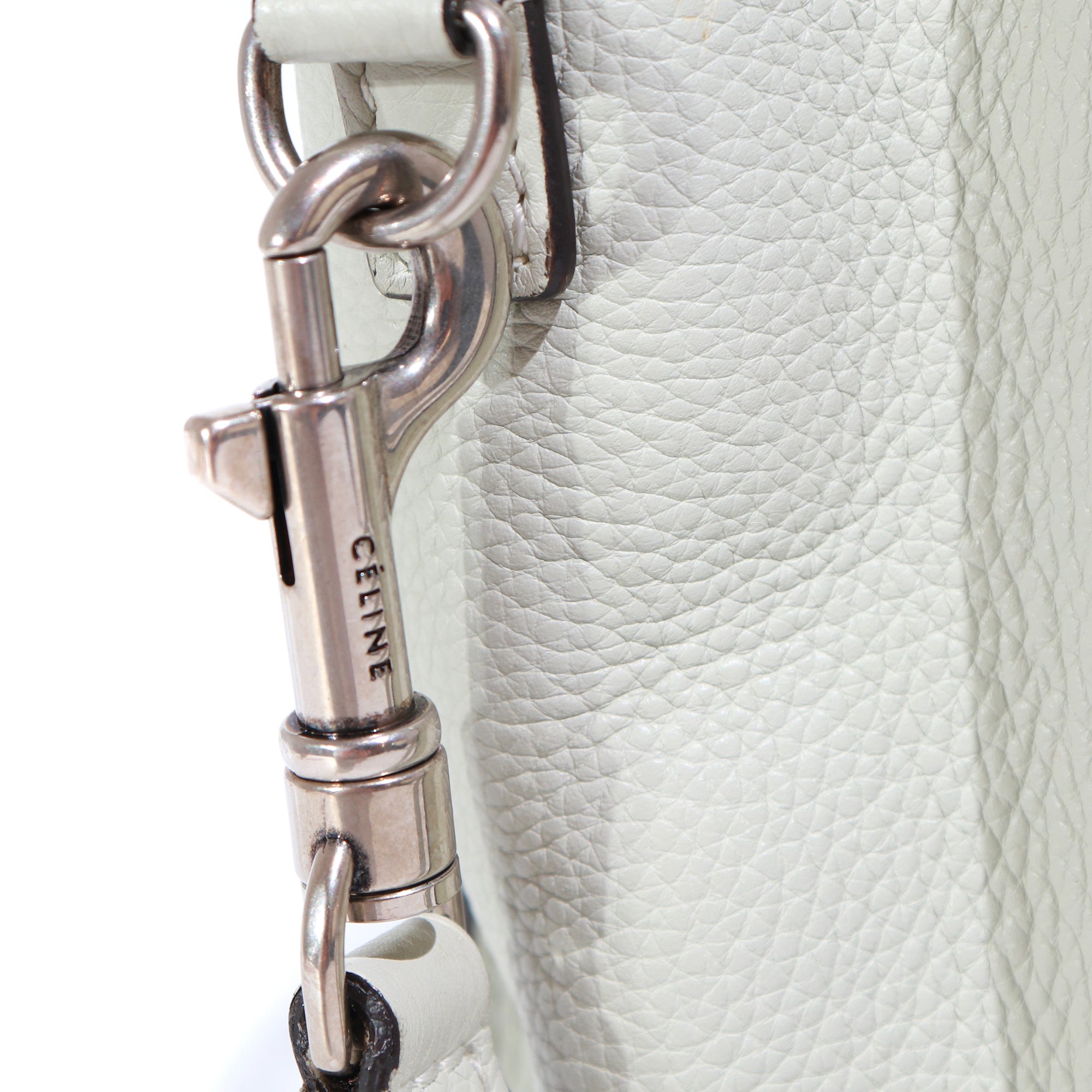 CELINE - Sac à bandoulière Luggage nano en cuir grainé bleu gris